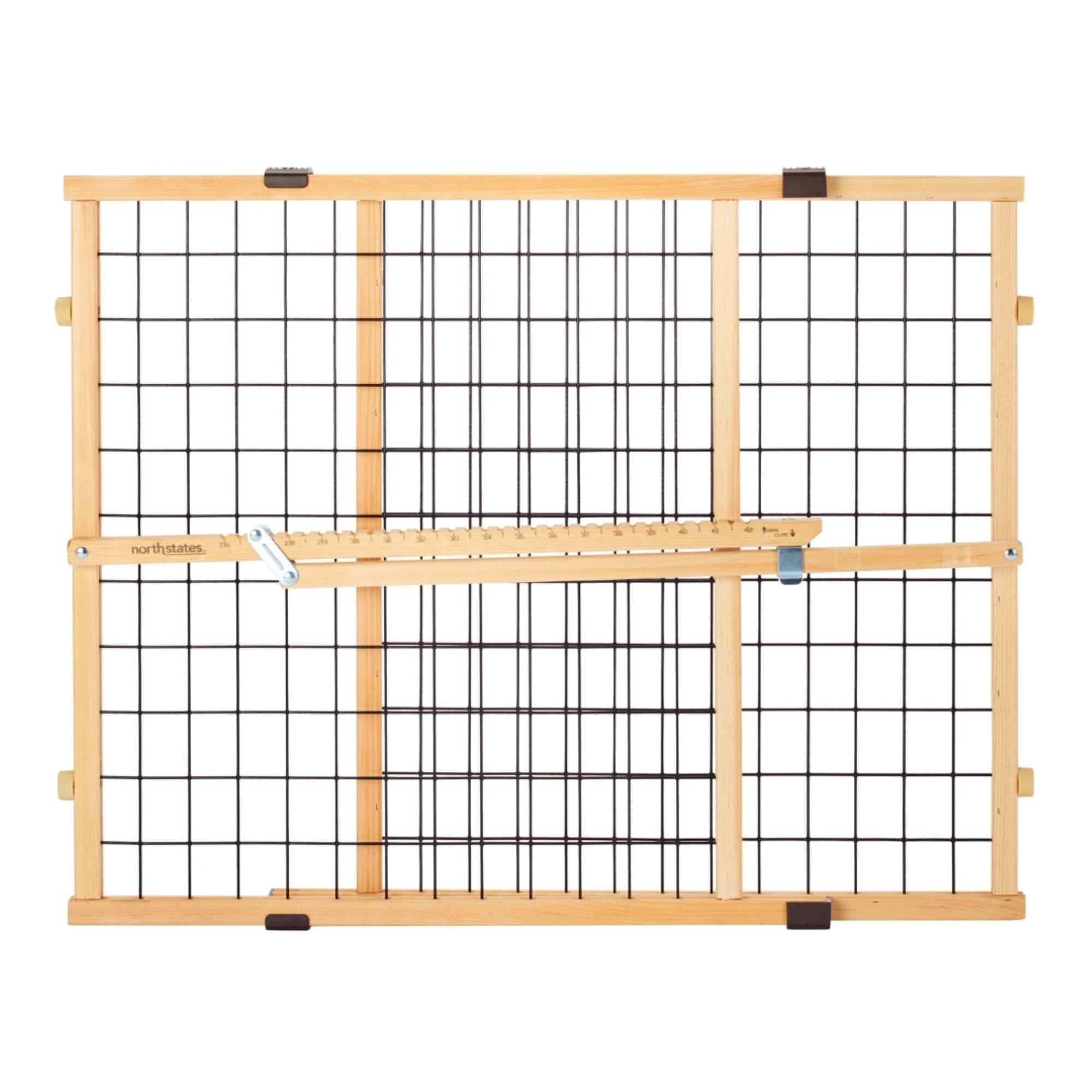 Mypet North States Wire Mesh Dog Gate: 26.5-42' Wide. Pressure Mount. No Tools Needed. Dog Gate 23' Tall, Expandable, Durable Dog Gates For Doorways, Sustainable Hardwood
