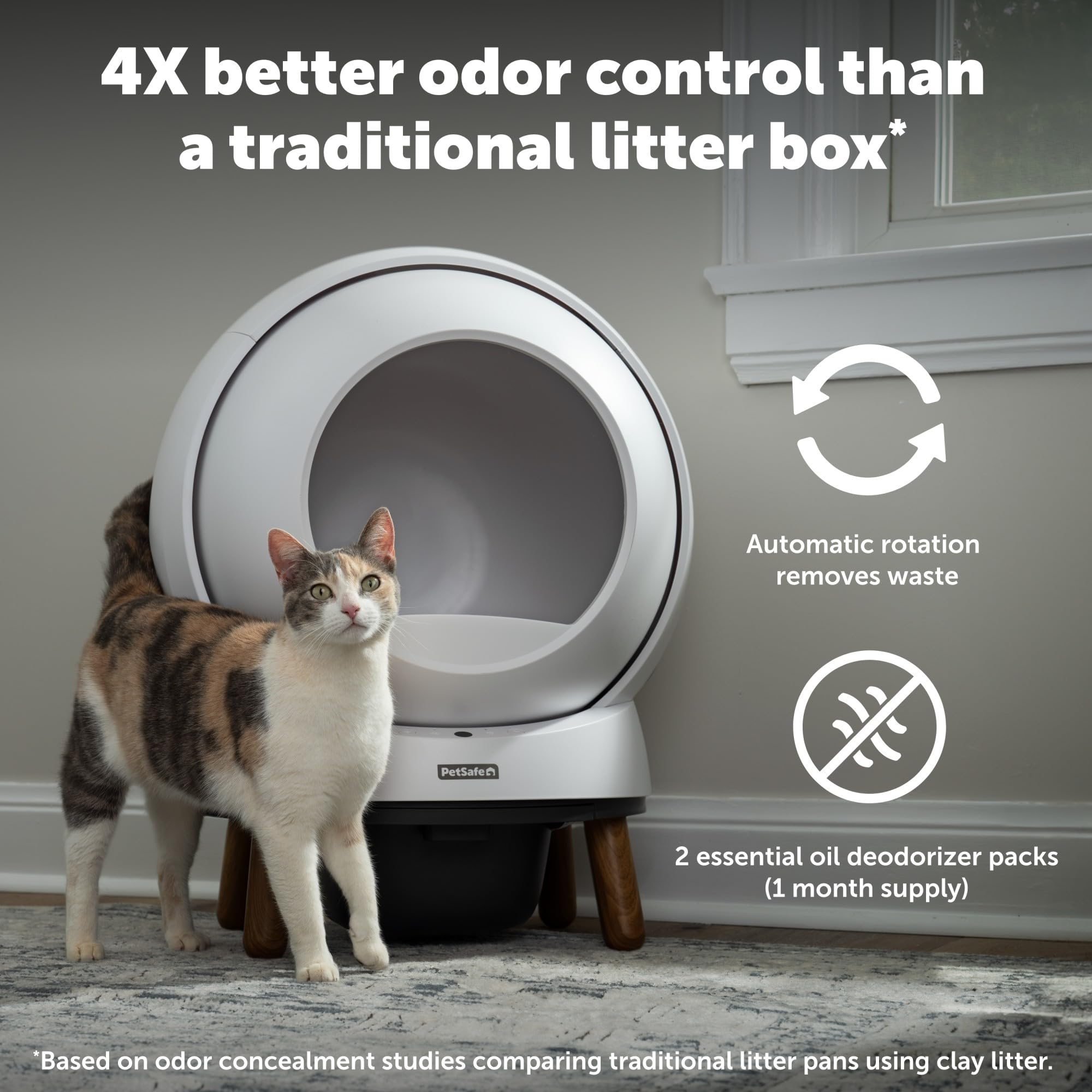 Petsafe Scoopfree Smartspin Self-Cleaning Cat Litter Box - Advanced Odor Control Technology, App Controlled With Health Monitori