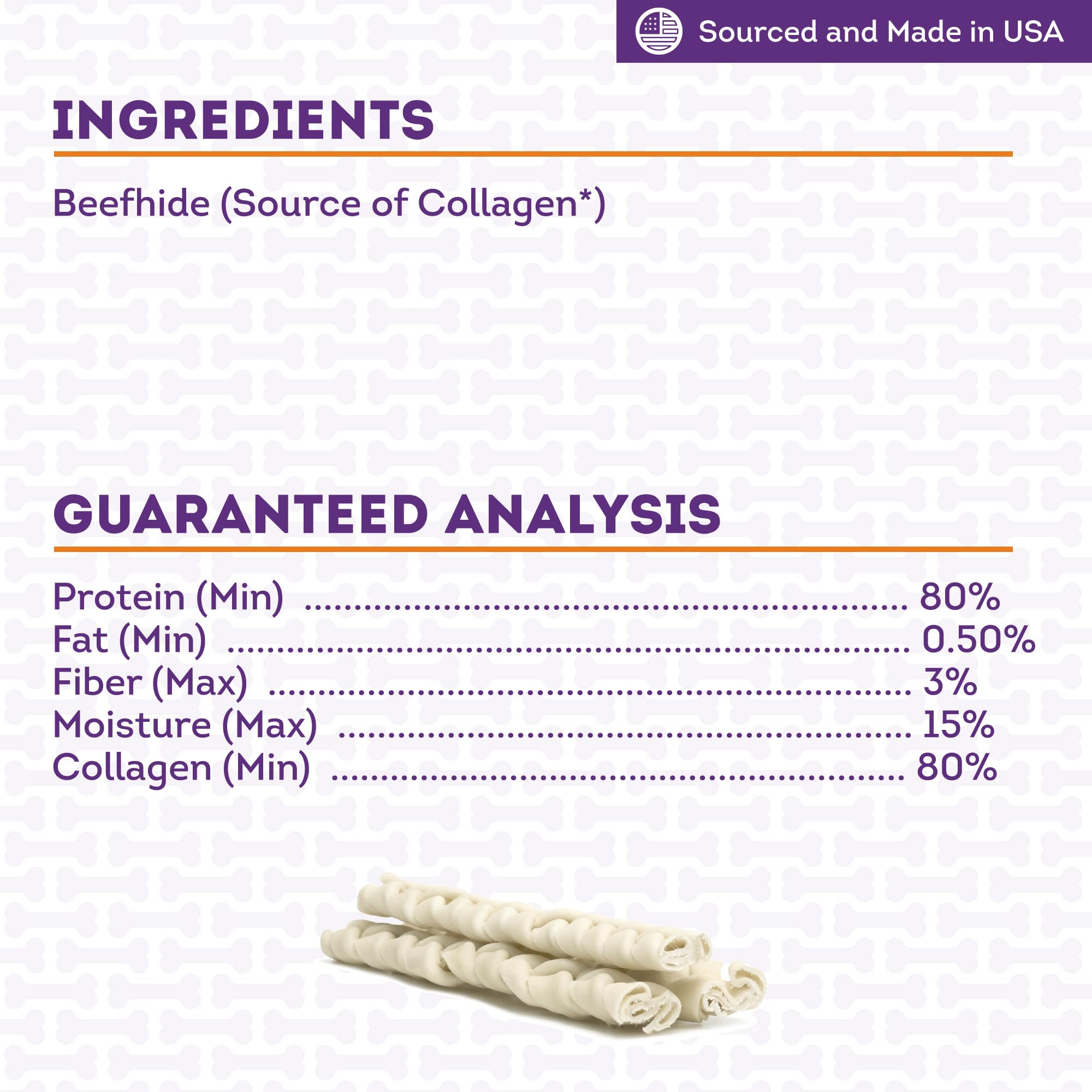 Treatly USA Collagen Braids 12-13 Dog Chew Treats - Natural Flavor, 3 Count/1 Pack