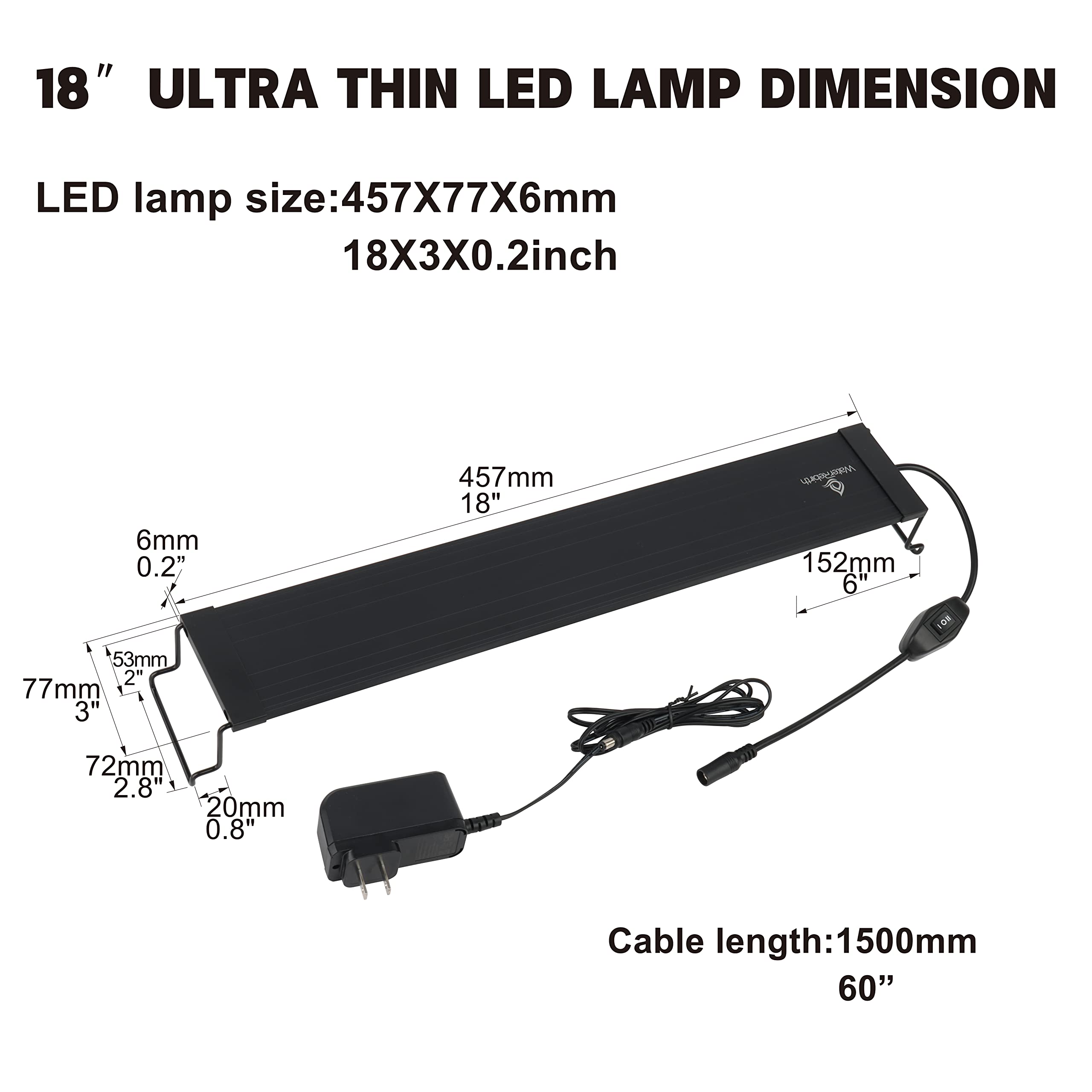 Water Rebirth Aquarium Lights Fish Tank Light (Switch Version, 18-24'')