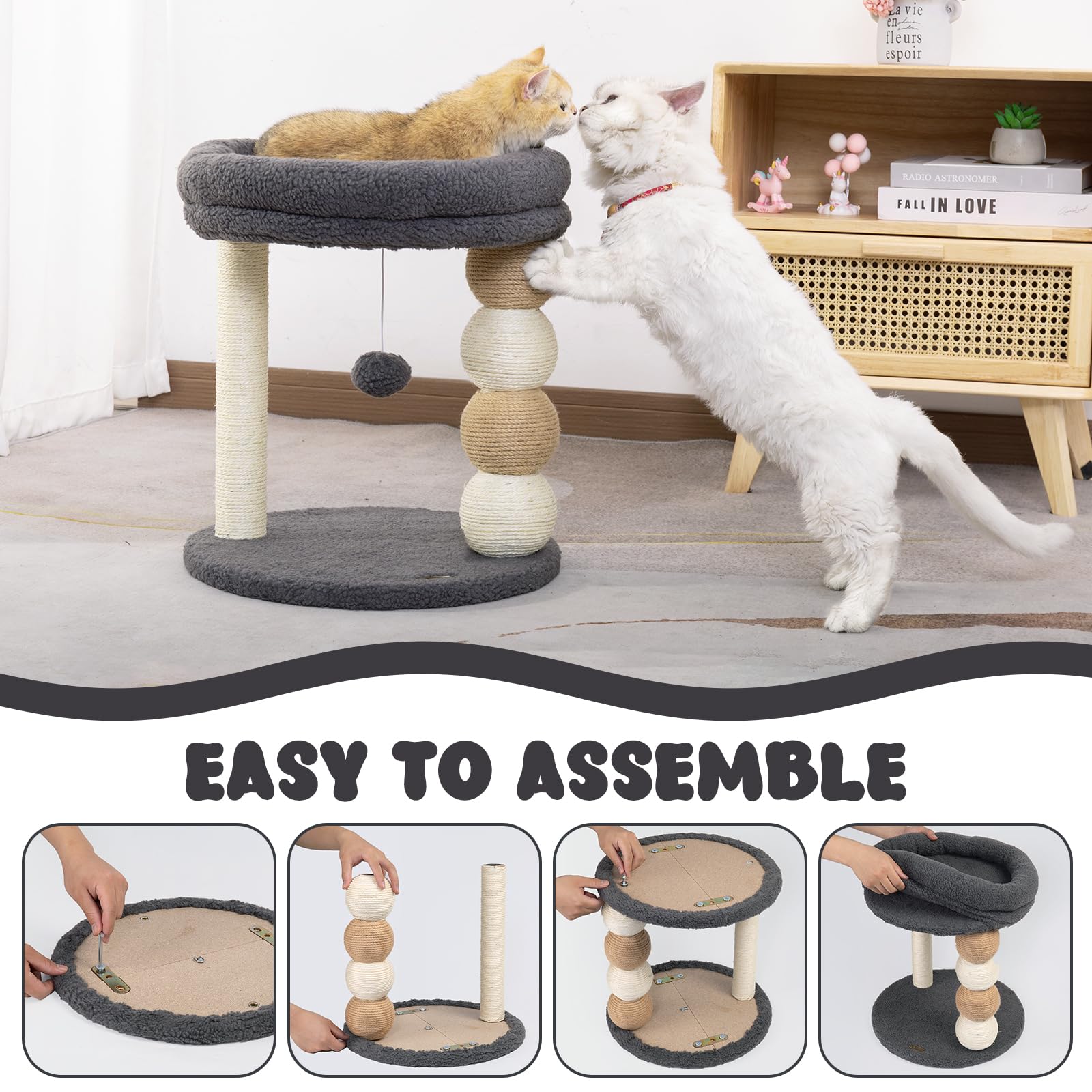 Pawpalace Small Cat Tree For Indoor Cats With Large Cozy Plush Top Perch, Natural Sisal Scratching Posts For Kittens And Cats