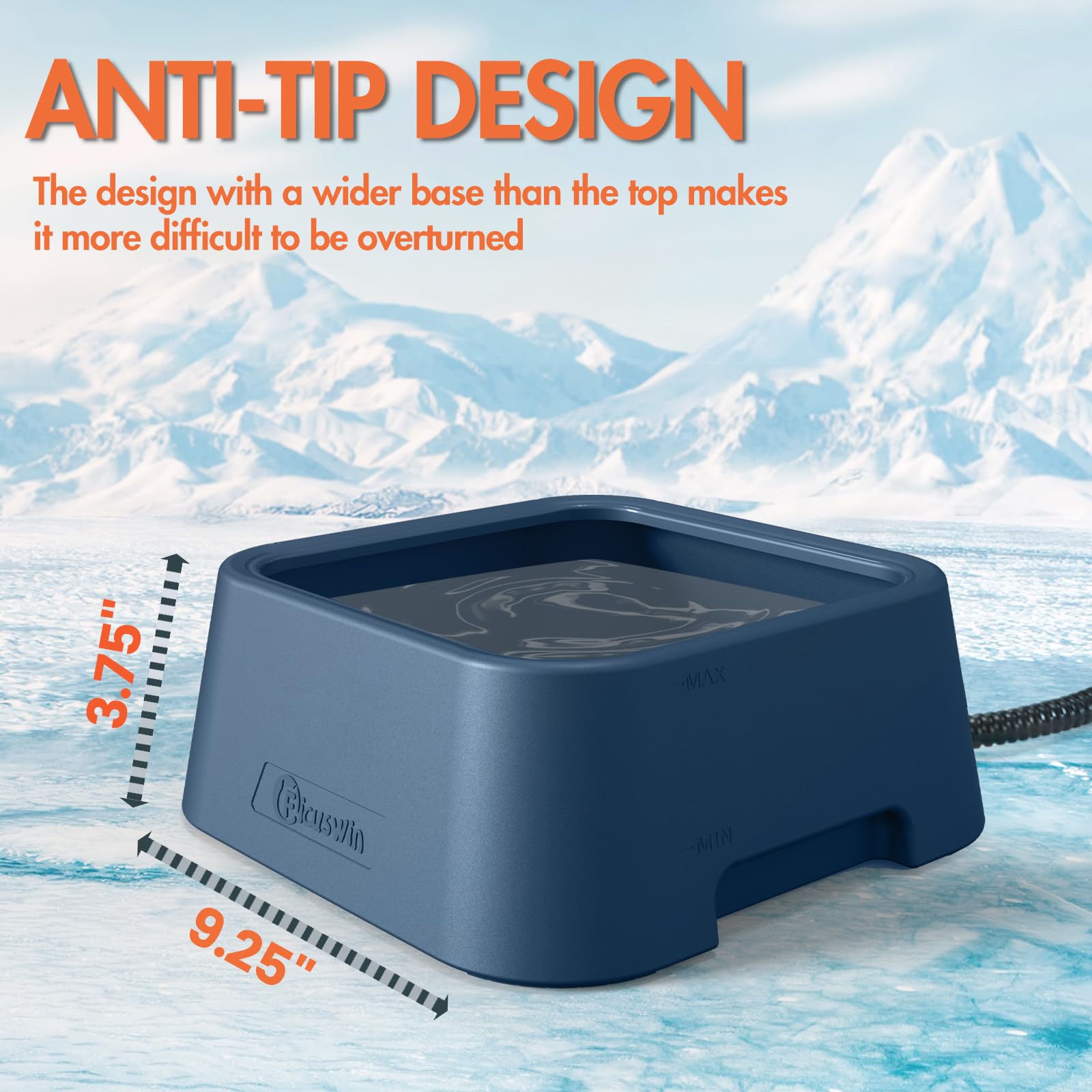 Petsolon Heated Water Bowl For Dog & Cat, 3 L/ 101 Oz Heated Dog Bowl For Winter, Heated Pet Bowl For Indoor/Outdoor, Large Heat