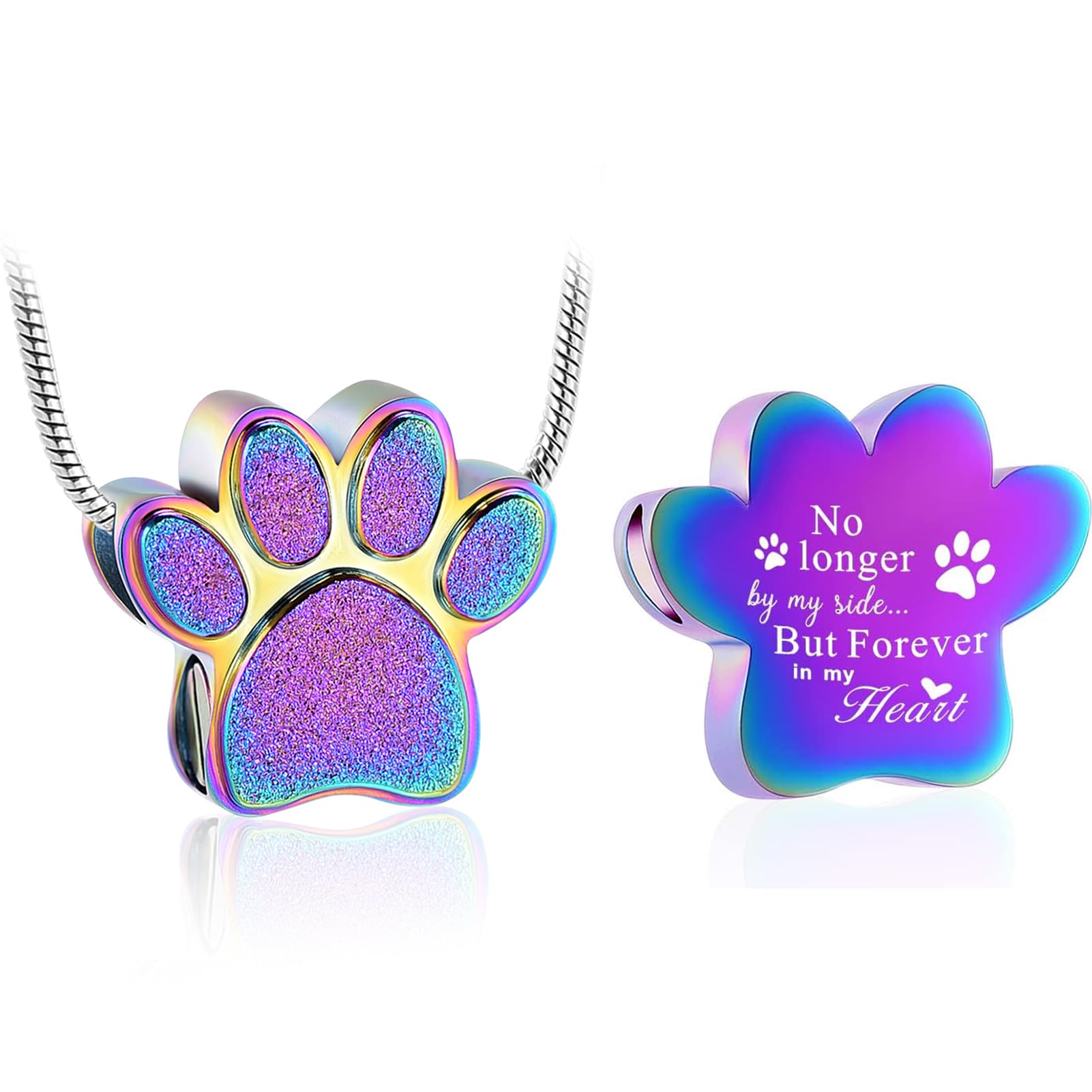 Zeqingjw Pet Cremation Jewelry For Ashes Pendant Paw Print Pet Heart Urn Necklace Memorial Keepsake Jewelry For Pet/Dog'S/Cat'S 
