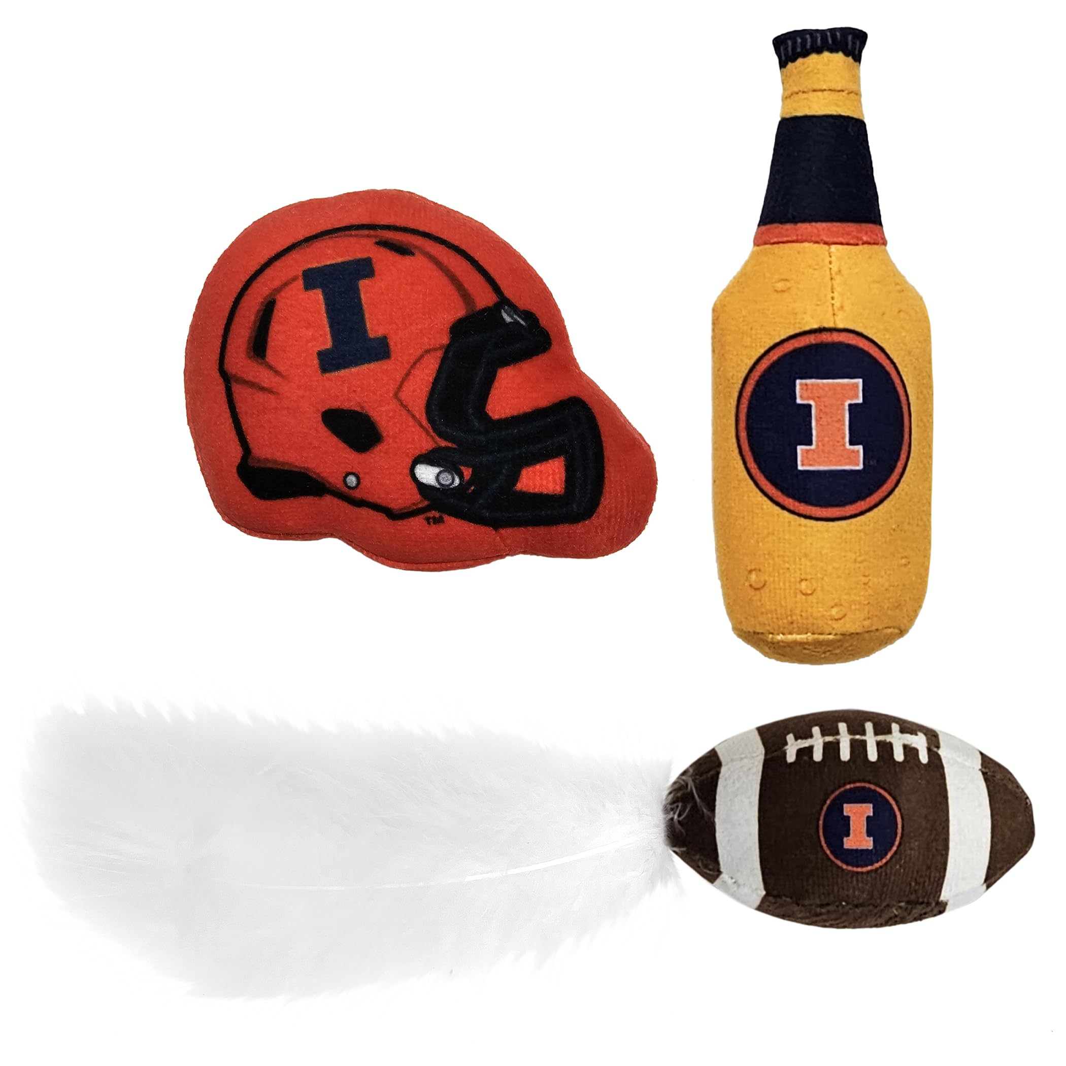 Pets First Best Plush Cat Toy Ncaa Illinois Fighting Illini Complete Set Of 3 Piece Cat Toys Filled With Fresh Catnip. Includes: