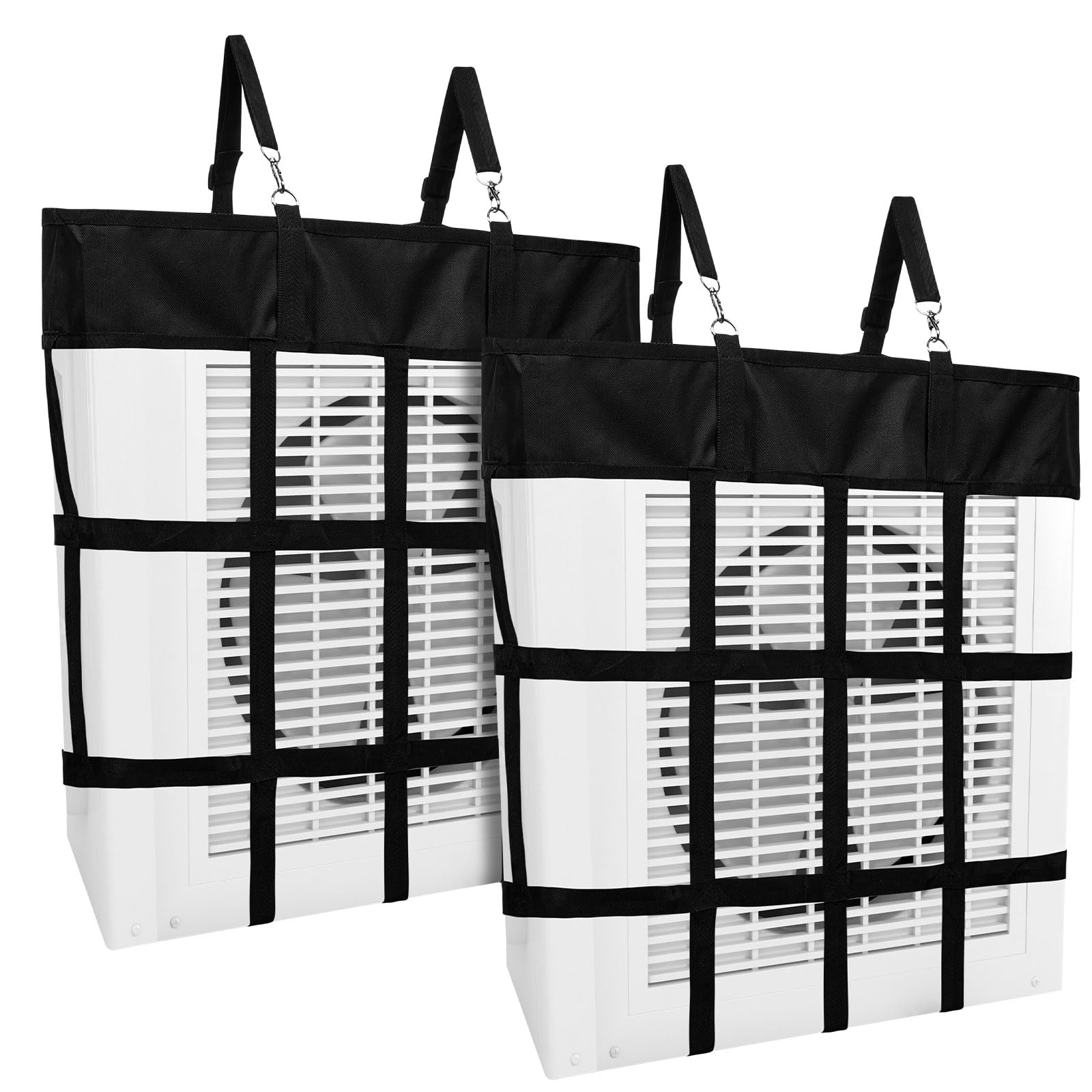 Tessco 2 Pcs Box Fan Holder Horse Stall Classic Fan Bag Hanging Web Holder Nylon Box Hay Bag (Black)