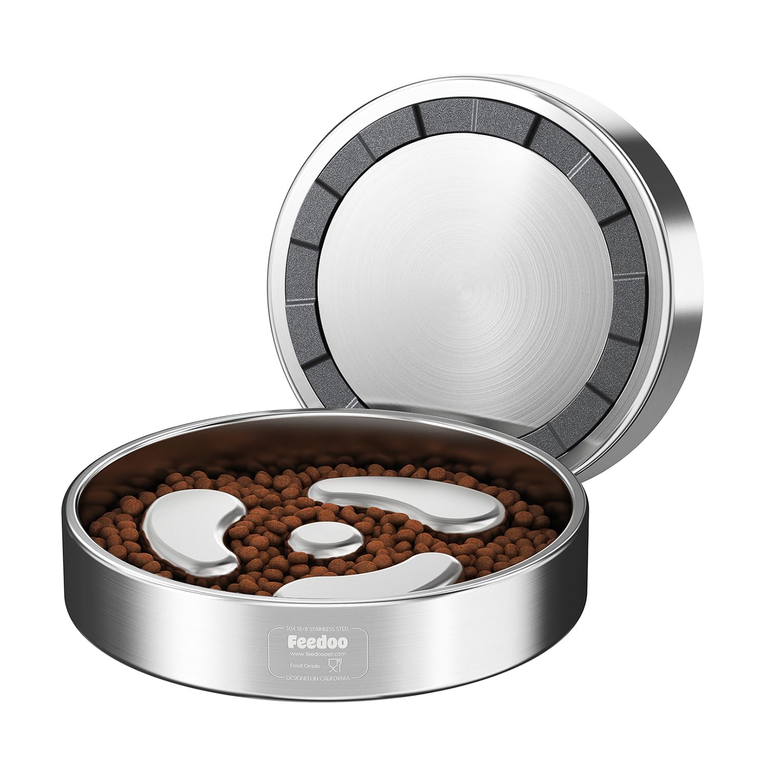 Feedoo Slow Feeder Dog Bowl-1Cup for Small Puppy, Double-Layer 304 Stainless Steel Puzzle Bowl, Anti-Choking for Fast Eaters, He