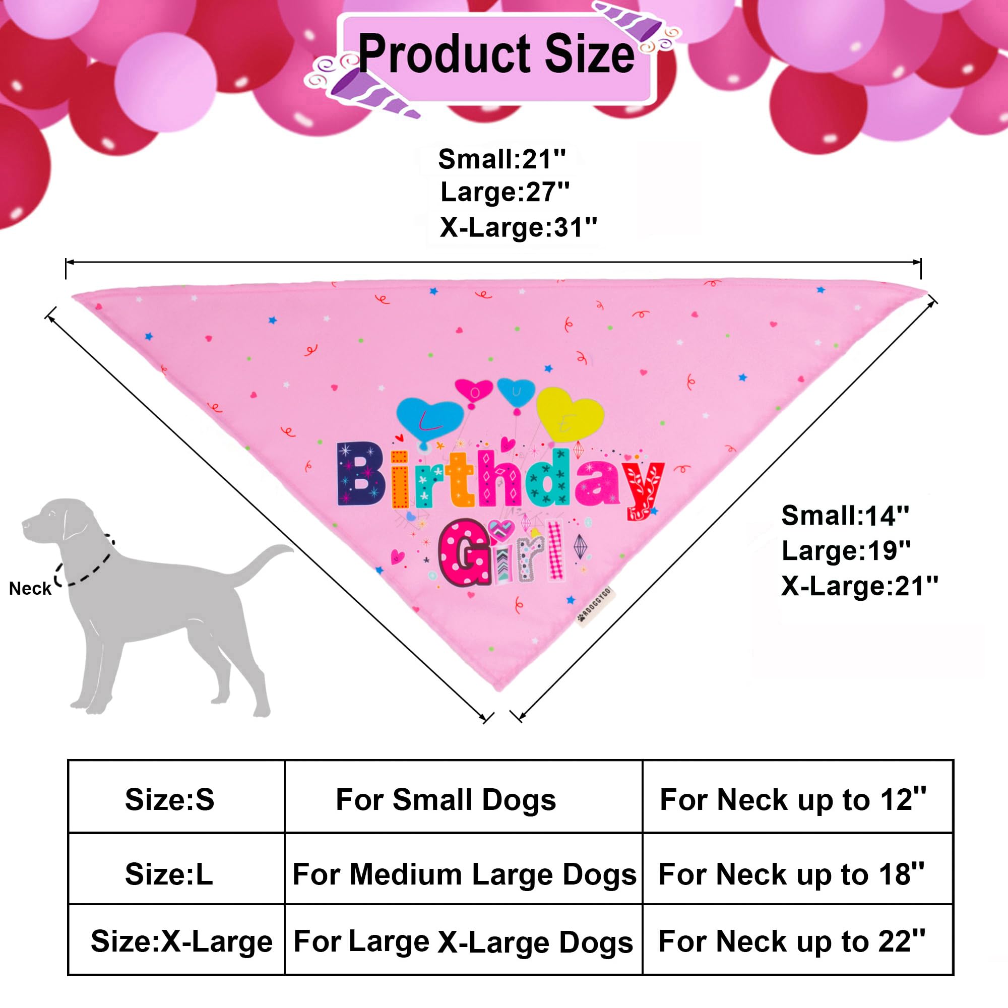 Adoggygo Dog Birthday Party Supplies, Pink Girl Puppy Birthday Bandana Hat Numbers Bow Set For Small Dogs Pets (Small)
