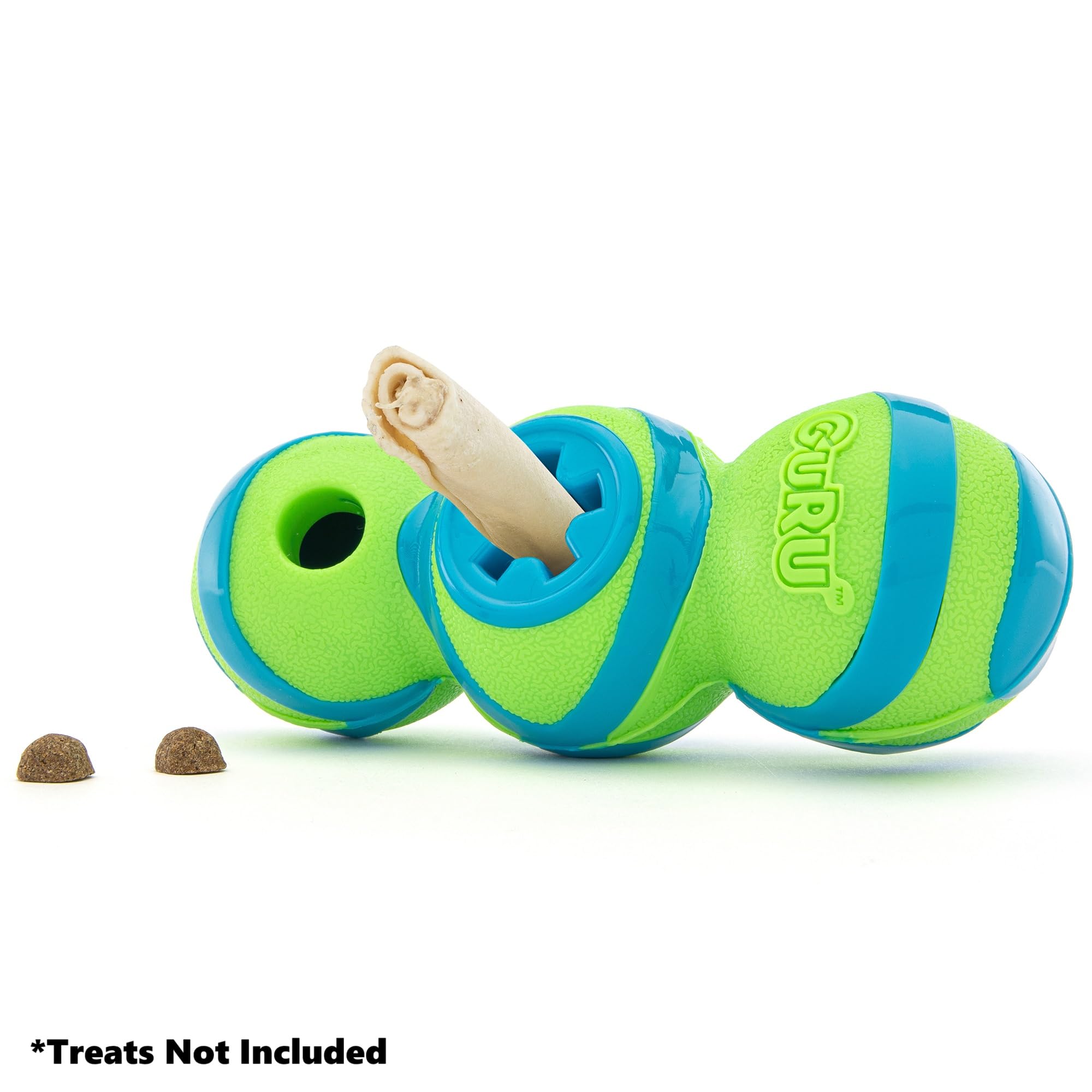 GURU Pet: Super Stick - Medium - Dog Toy, 3-in-1 Design: Treat-Holding & Dispensing, Chew & Squeaks, Blue & Green, Durable, Inte