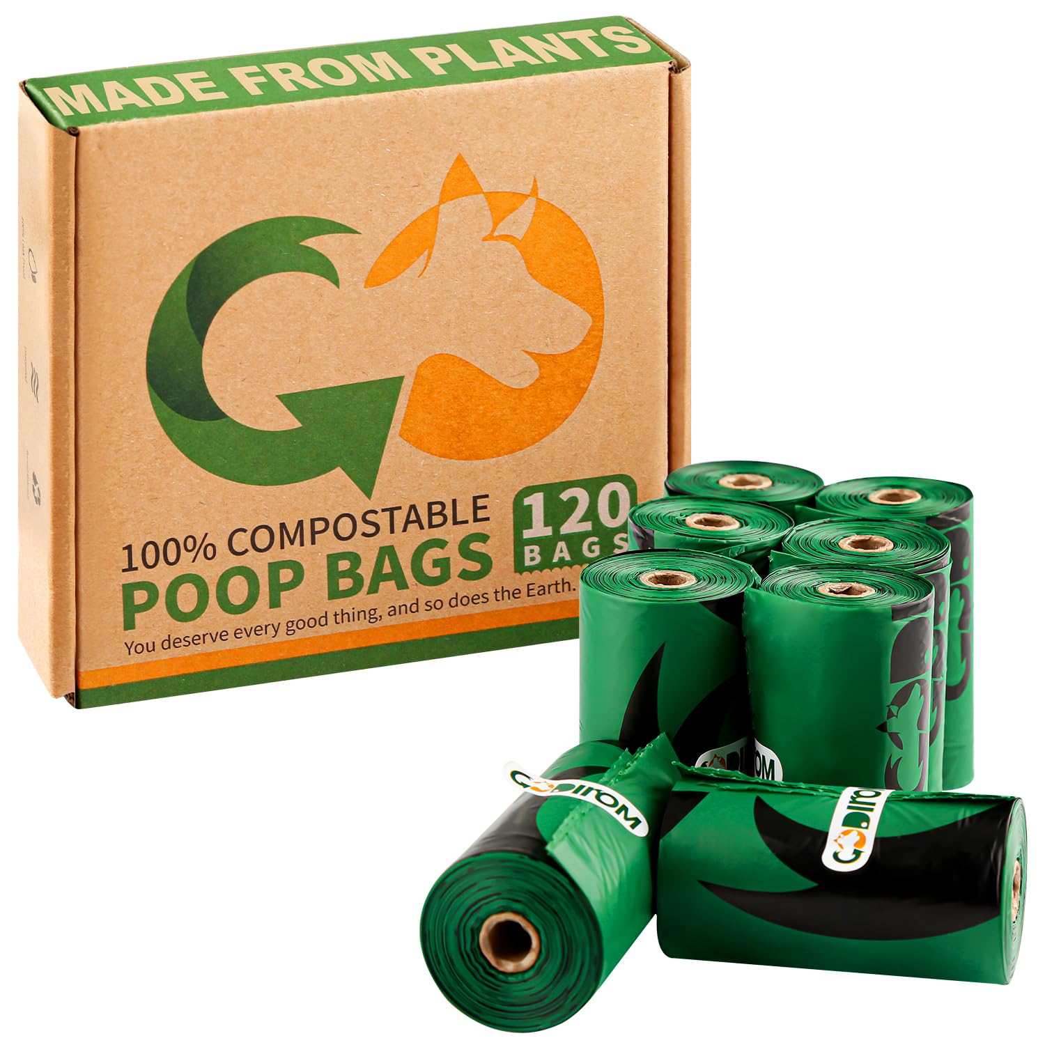 Certified 100% Compostable Poop Bags For Dogs, 120 Count Guaranteed Leak Proof And 18 Microns Extra Thick Dog Waste Bag, 18 Roll
