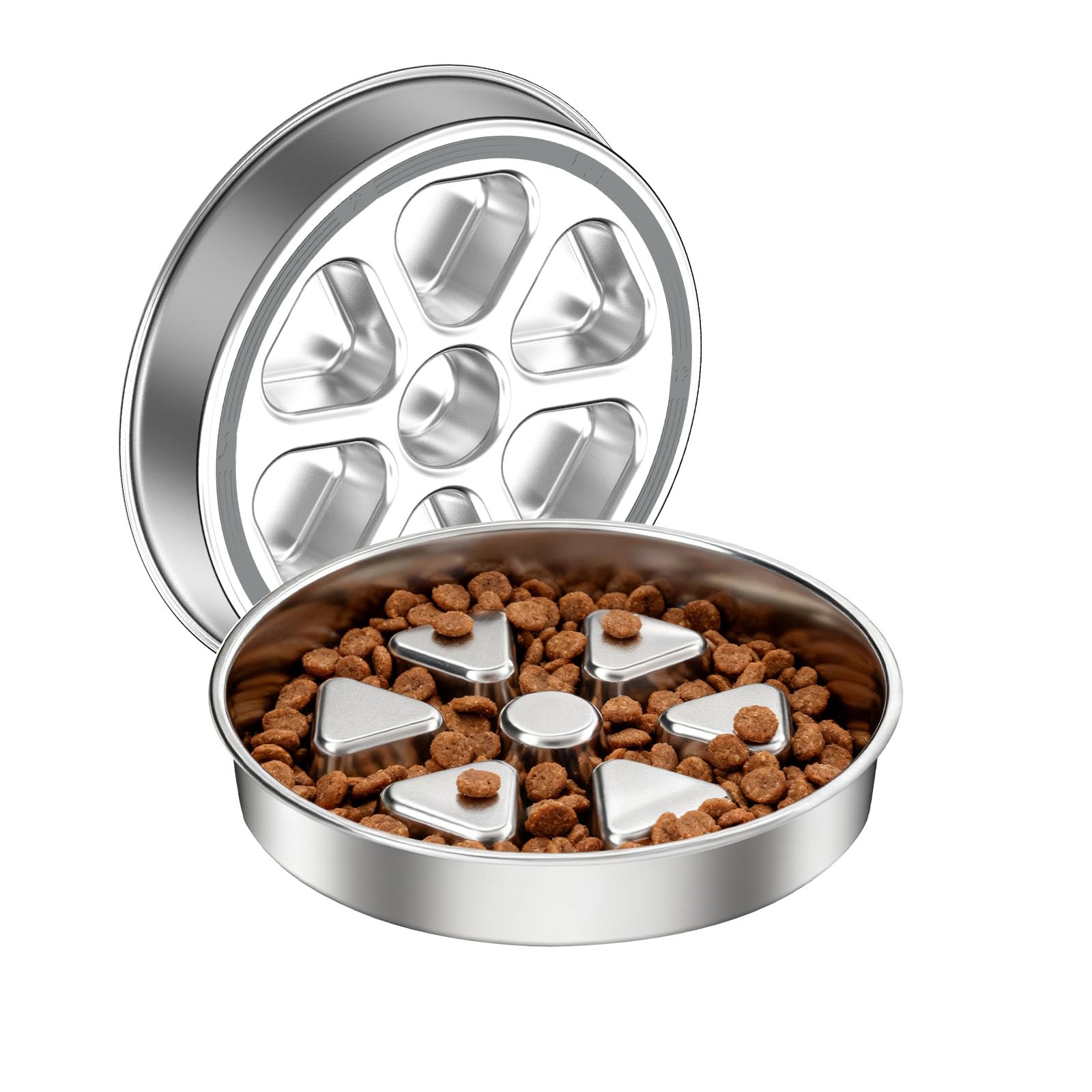 Kactoily Stainless Steel Slow Feeder Dog Bowl, 3 Cup Heavy Duty Slow Eating Bowl, Deep Maze & Non-Slip Base for Medium Dogs, Dis