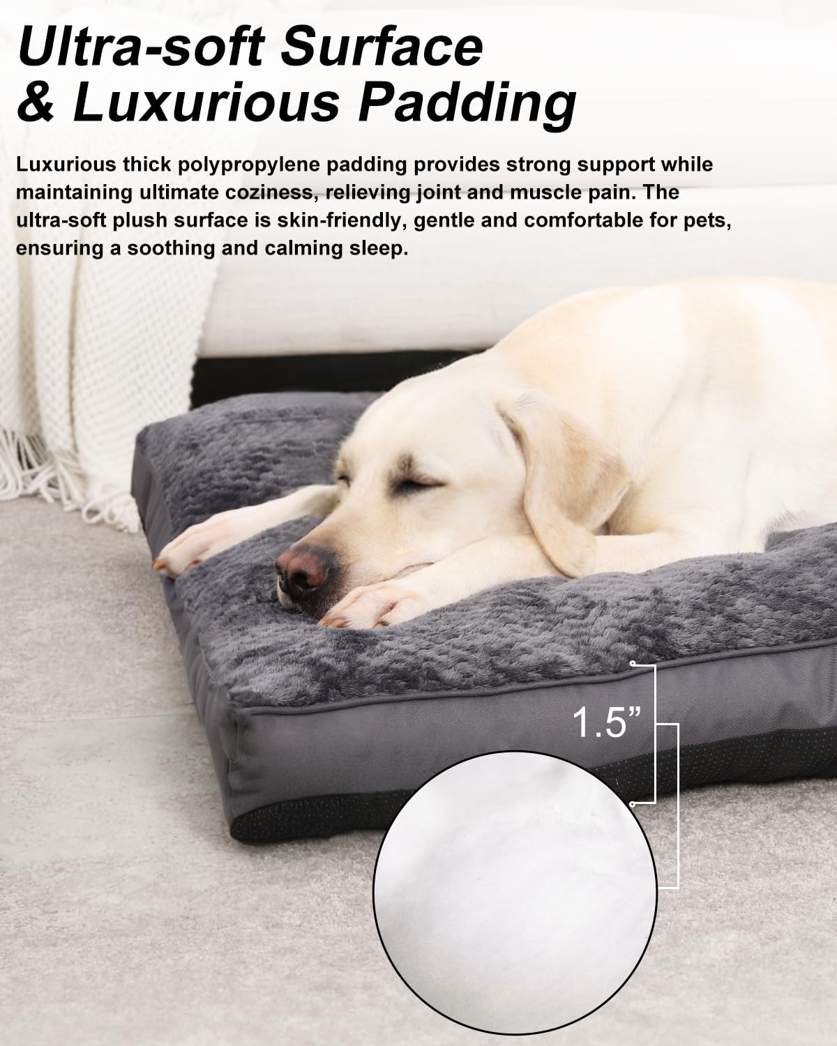 Emslx Dog Bed, Washable Cozy Plush Dog Crate Beds, Soft Comfy Kennel Pad Anti Slip Pet Sleeping Mat For Large, Jumbo, Medium, Sm