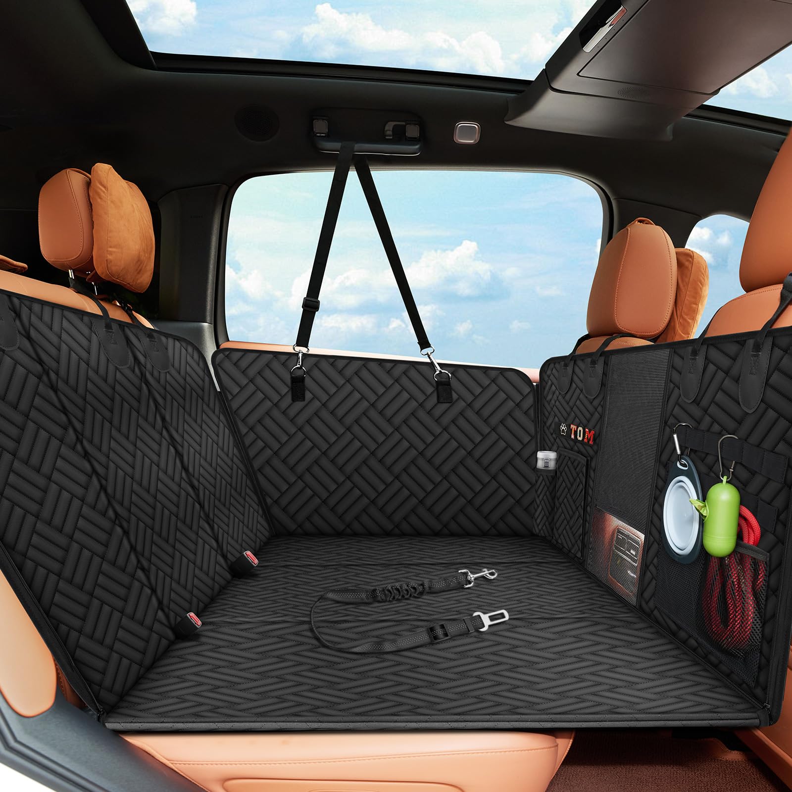 Kohree Dog Car Seat Cover For Back Seat Hard Bottom - Upgraded Reinforced Pp Broads, Heavy Duty 900D Oxford Fabric, Nonslip Anti