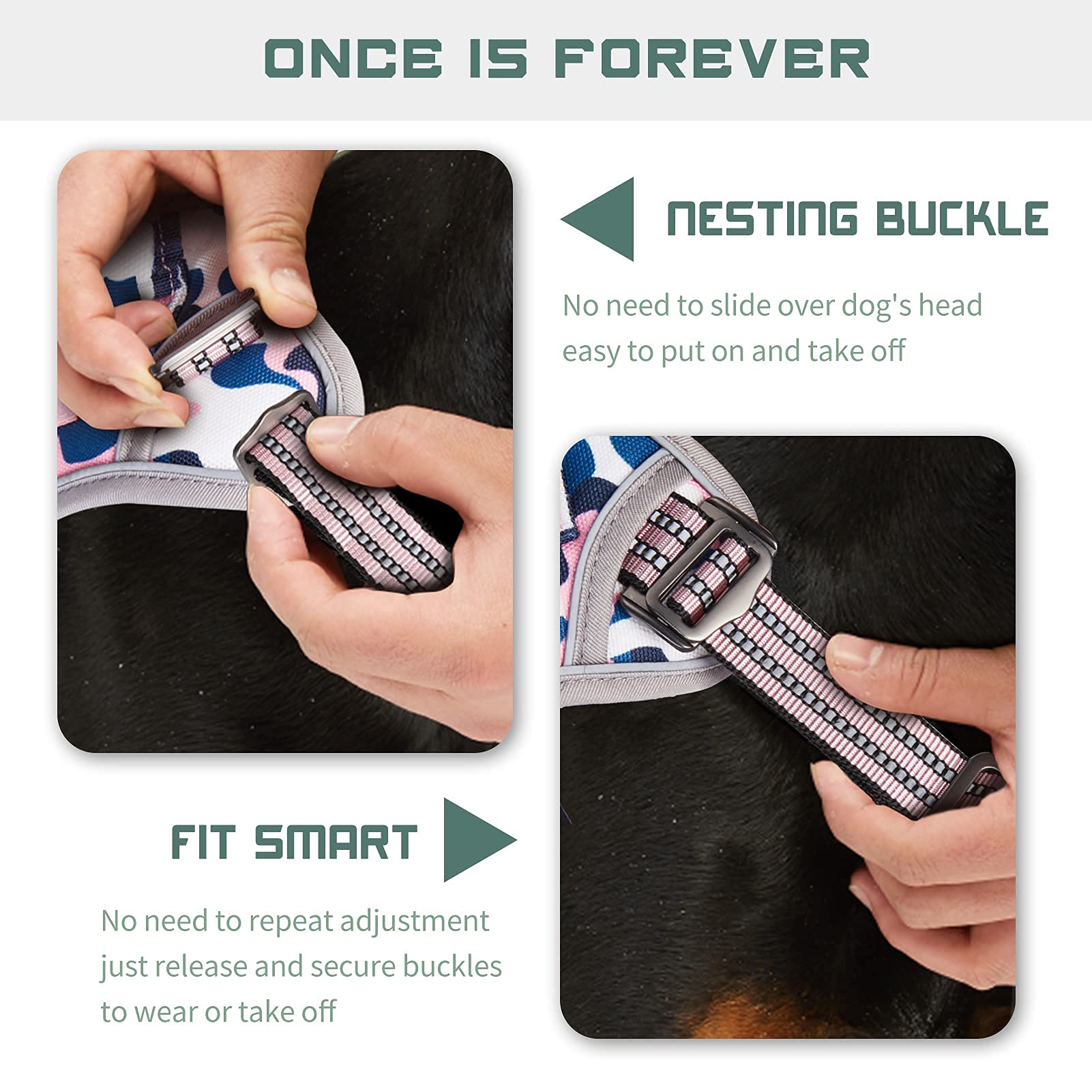 BUMBIN Tactical Dog Harness for Medium Dogs No Pull, Famous TIK Tok No Pull Dog Harness, Fit Smart Reflective Pet Walking Harnes