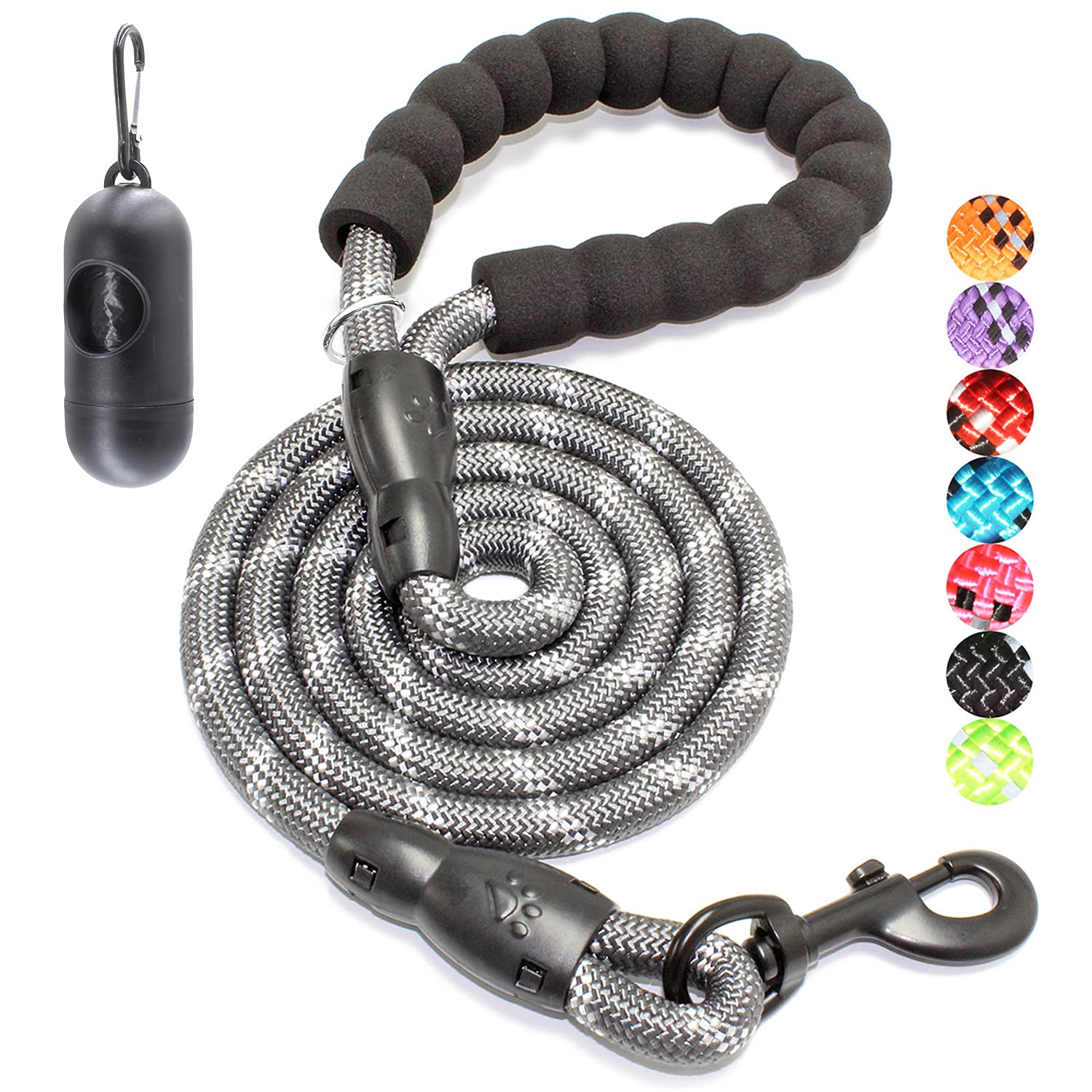 Baapet 2/4/5/6 Ft Dog Leash With Comfortable Padded Handle And Highly Reflective Threads For Small Medium And Large Dogs (4Ft-1/2'', Grey)