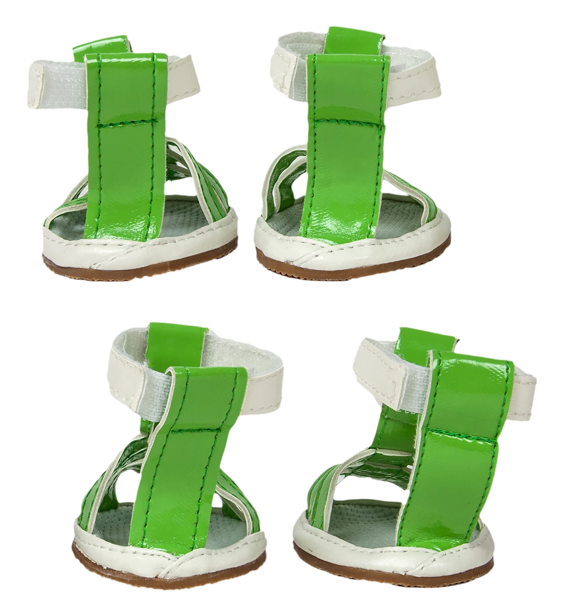 Pet Life Buckle-Supportive Reflective PVC Dog Sandals - Waterproof Summer Dog Shoes with Added Details - Set of 4 Pet Sandals