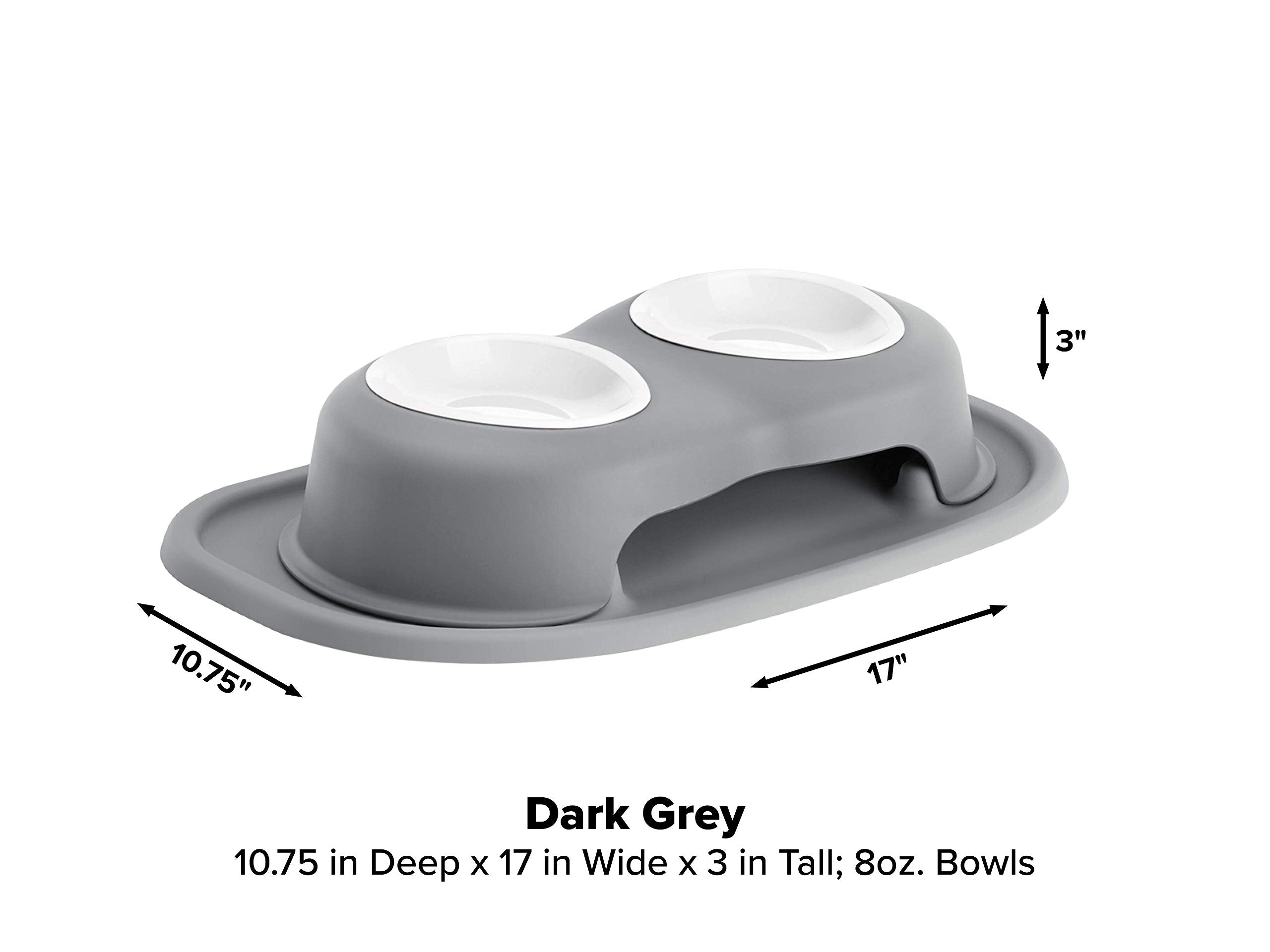 Weathertech Double High Pet Feeding System W/Plastic Dog/Cat Bowls - 3' High Stand Dark Grey (Pdhc0803Dgdg)