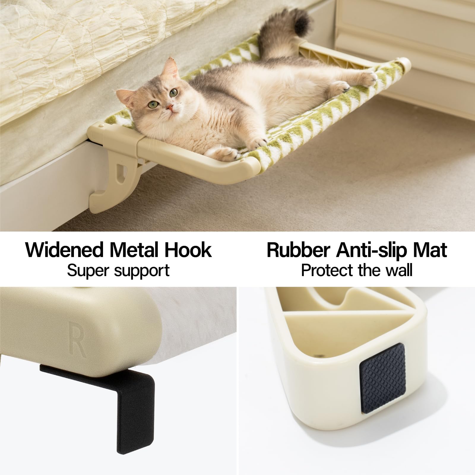 Mewoofun Window Sill Perch For Indoor Cats, One-Step Sliding Clamping Slot Adjustment Window Hammock With Removable Covers, Cat