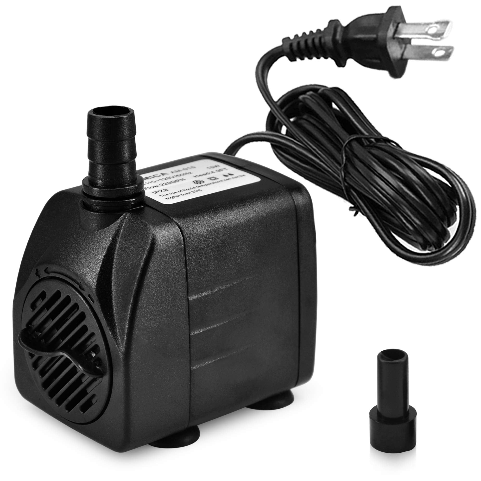 DOMICA 220 GPH Ultra Quiet Fountain Pump, Small Submersible Pump (15W 800L/H) for Pond, Water Feature, Aquariums, Hydroponics, I