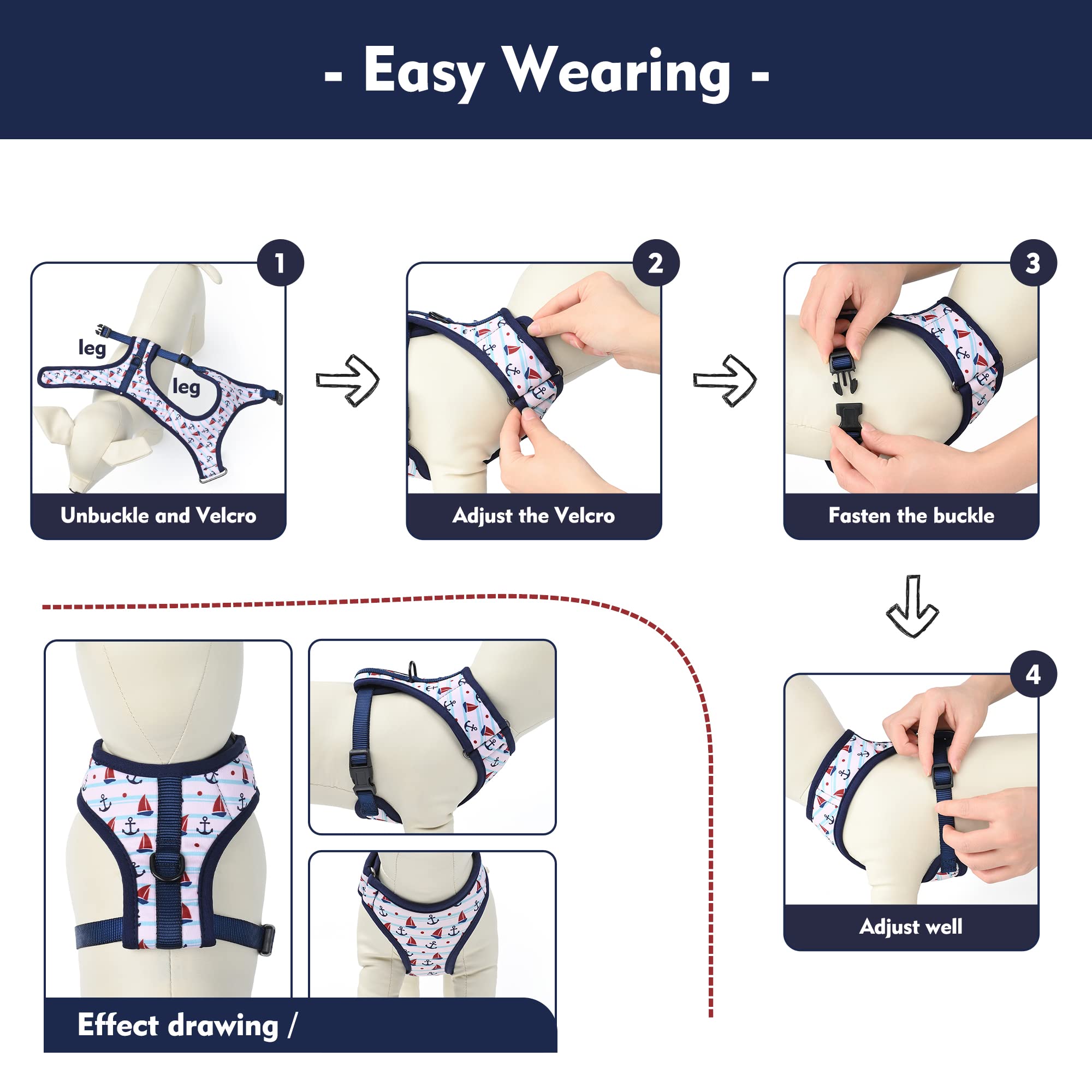 Mile High Life Step In Dog Harness For Small Dogs No Pull, Easy Get On Air Mesh Vest Harness, Adjustable Easy Closures Both Neck