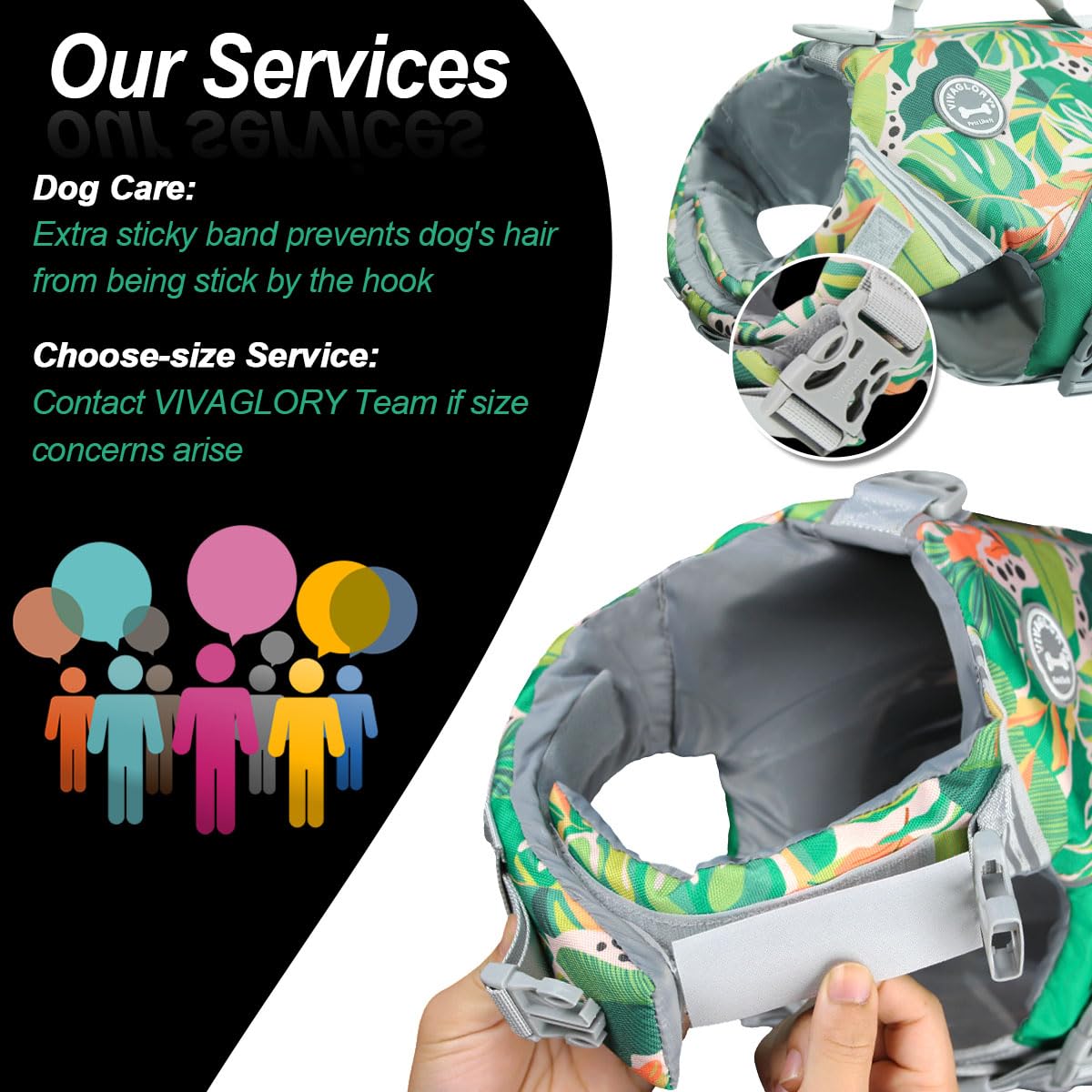 Vivaglory Sports Style Dog Life Jacket With Extra Flotation, Adjustable & Durable Swim Life Vest With Secure Fastening System For Large Dogs, Floral