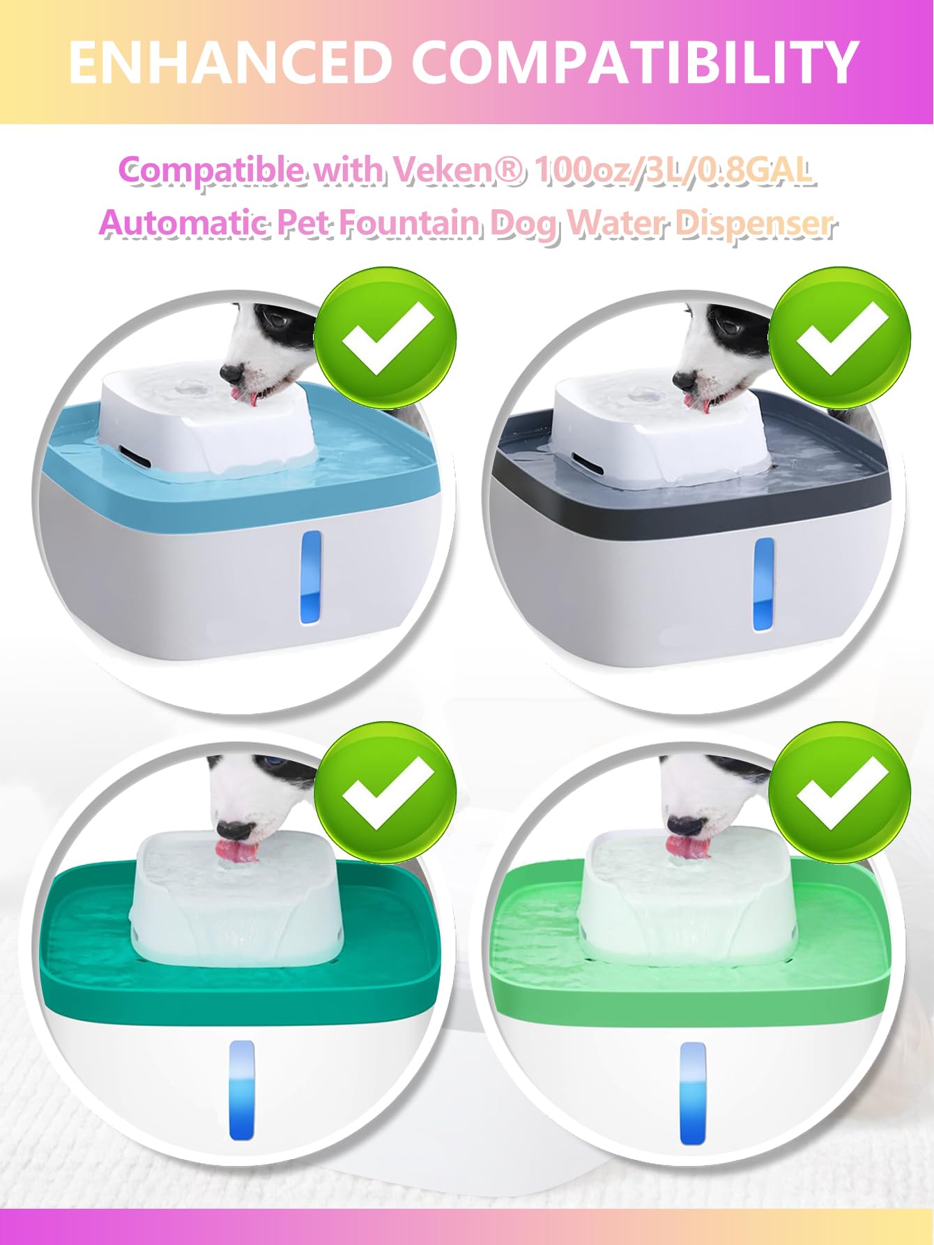 Toggath Cat Water Fountain Filter Replacement Compatible With Veken 100Oz/3L/0.8Gal Automatic Pet Fountain, Replacement Filters For Cat Dog Water Fountain Dispenser With Pre-Filter Sponges(6+6 Packs)