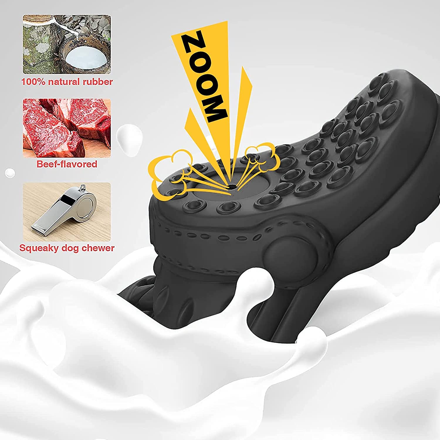 Tough Dog Toys For Aggressive Chewers, Indestructible Dog Toys, Durable Dog Chew Toys Natural Rubber Dog Toy With Bleef Flavor For Small/Medium/Large Interactive Squeaky Dogs (Black)