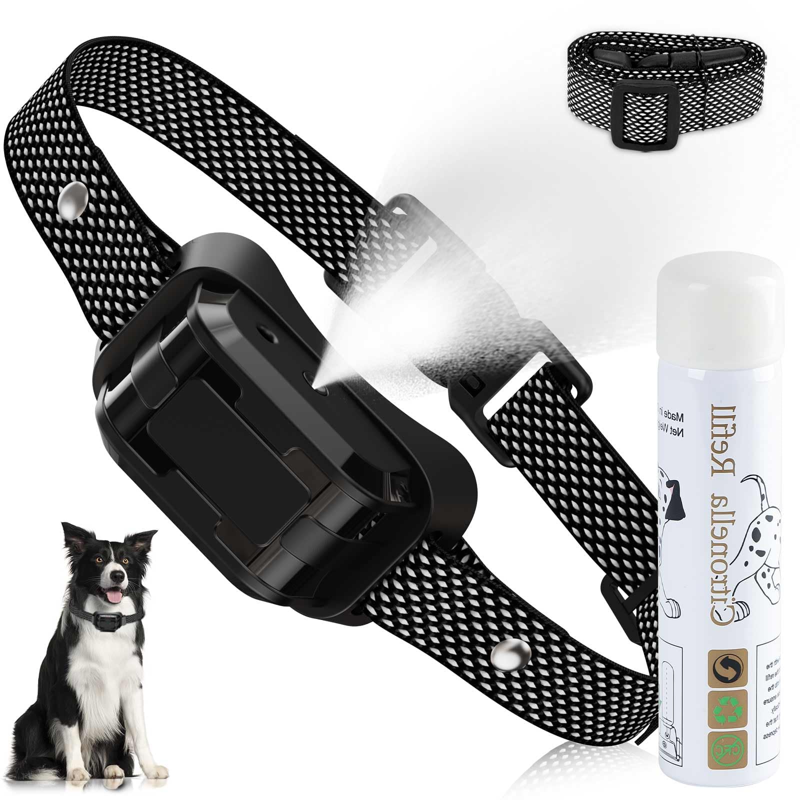 Citronella Bark Collar, Spray Dog Collar [1 Citronella Refill] Level 3 Sensitivity Adjustable Waterproof Chargeable Bark For Sma