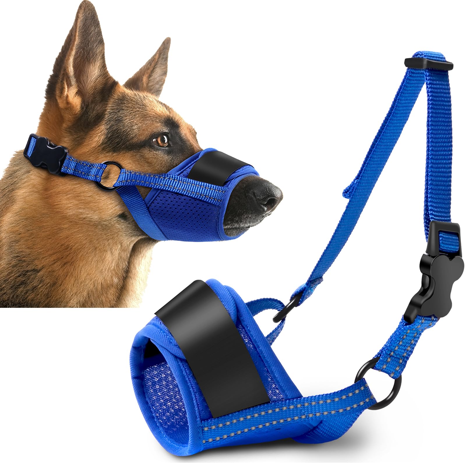Dog Muzzle, Soft No Barking Bite Mesh Muzzle For Super Large Sized Dogs Anti Chewing, Breathable Muzzle For German Shepherd Labr