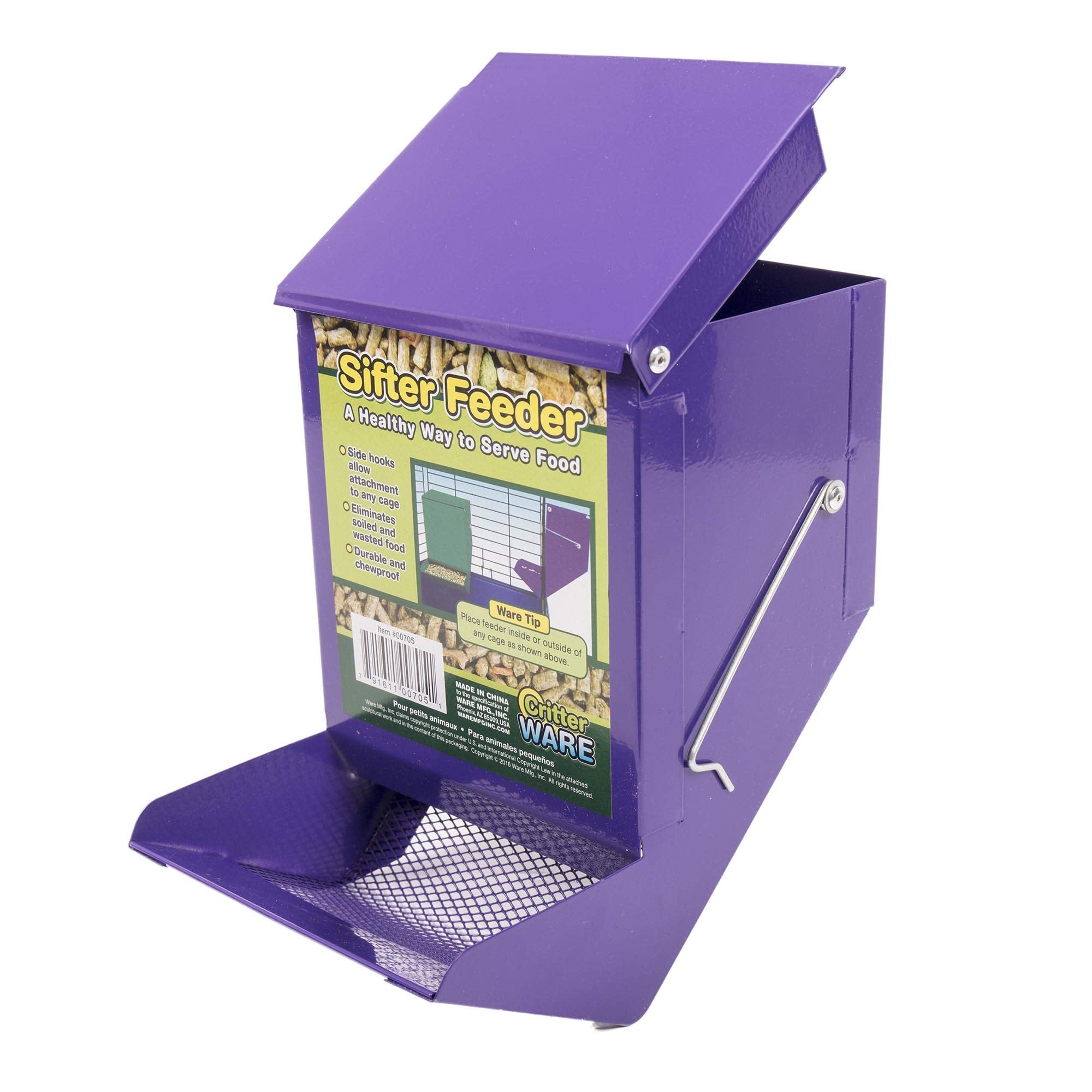 Ware Manufacturing 5-Inch Sifter Pet Feeder with Lid (Assorted Colors).