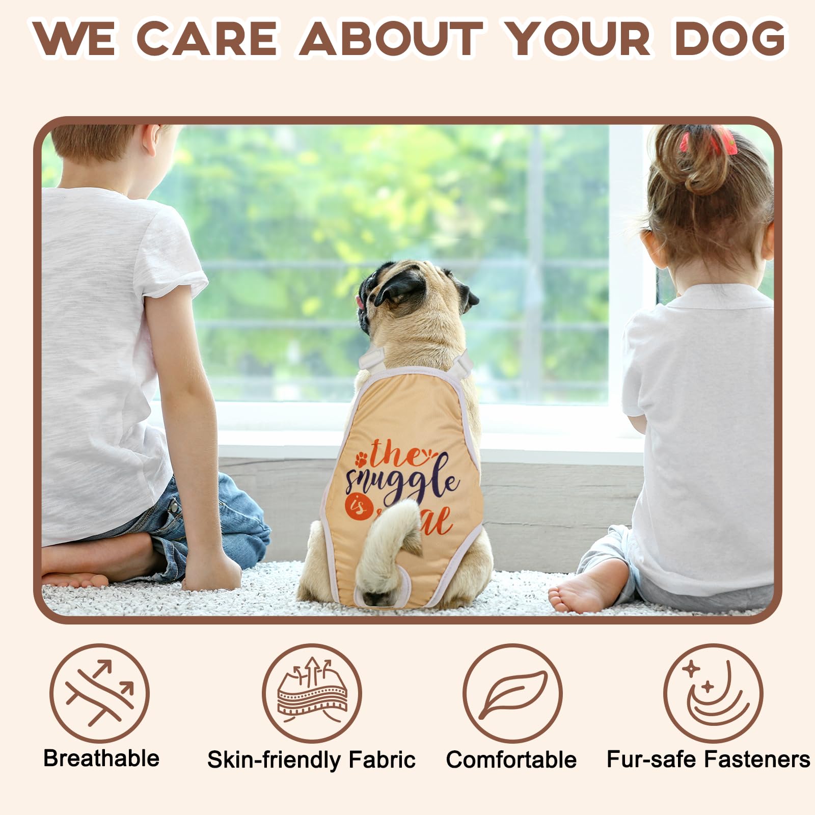 Docuwee 3 Pack Washable Dog Diapers Female Sanitary Panties With Adjustable Suspender, Reusable Puppy Period Panties, Super Abso