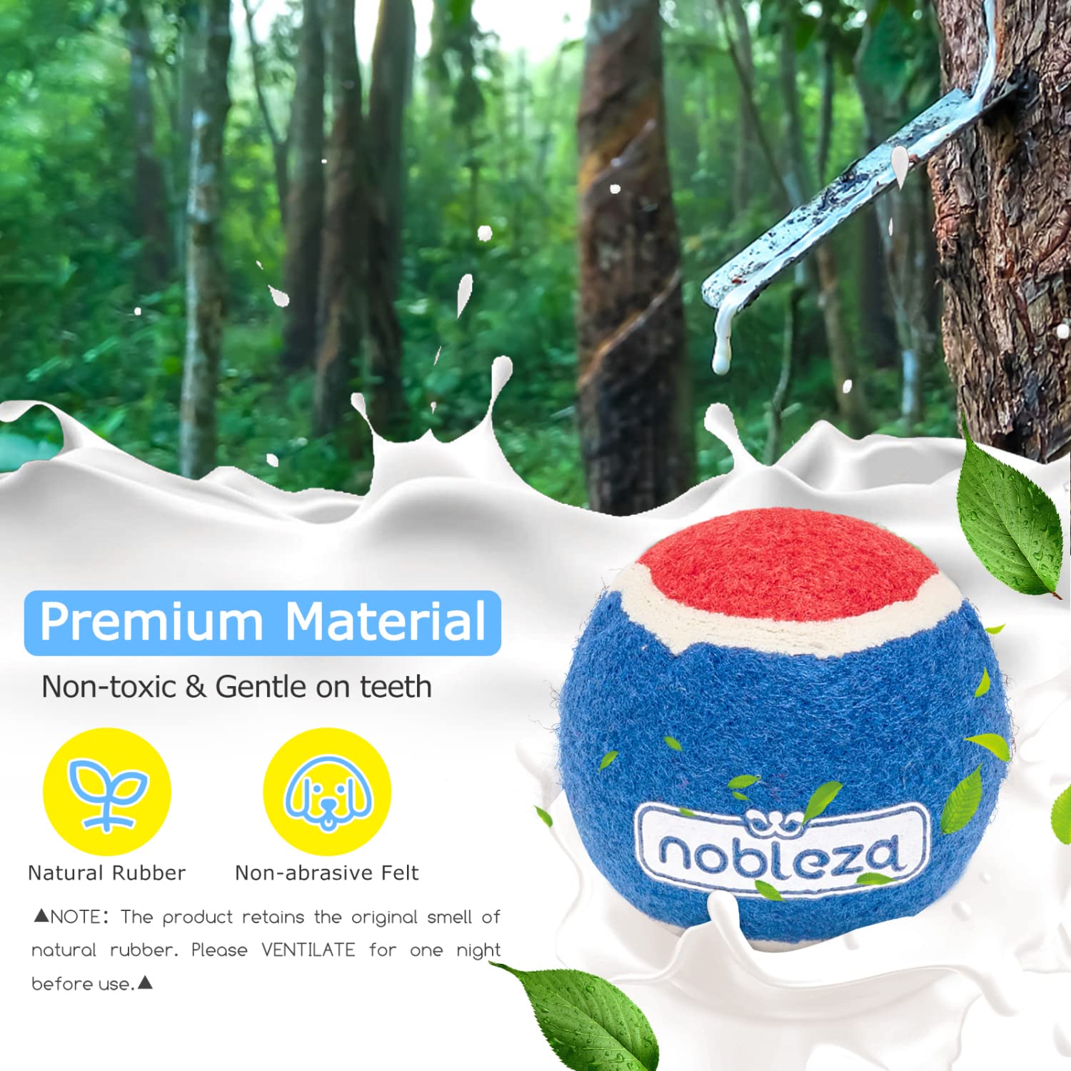Nobleza Dog Tennis Balls 12 Pack, Durable Bouncy Floatable Squeaky Tennis Balls for Dogs for Fetch & Exercise, Training Interact