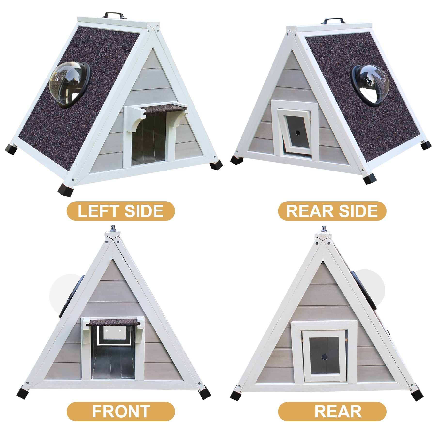 Deblue Weatherproof Outdoor Feral Cat House, Feral Cat House With Escape Door And Clear Window, Small Animal House And Habitats-