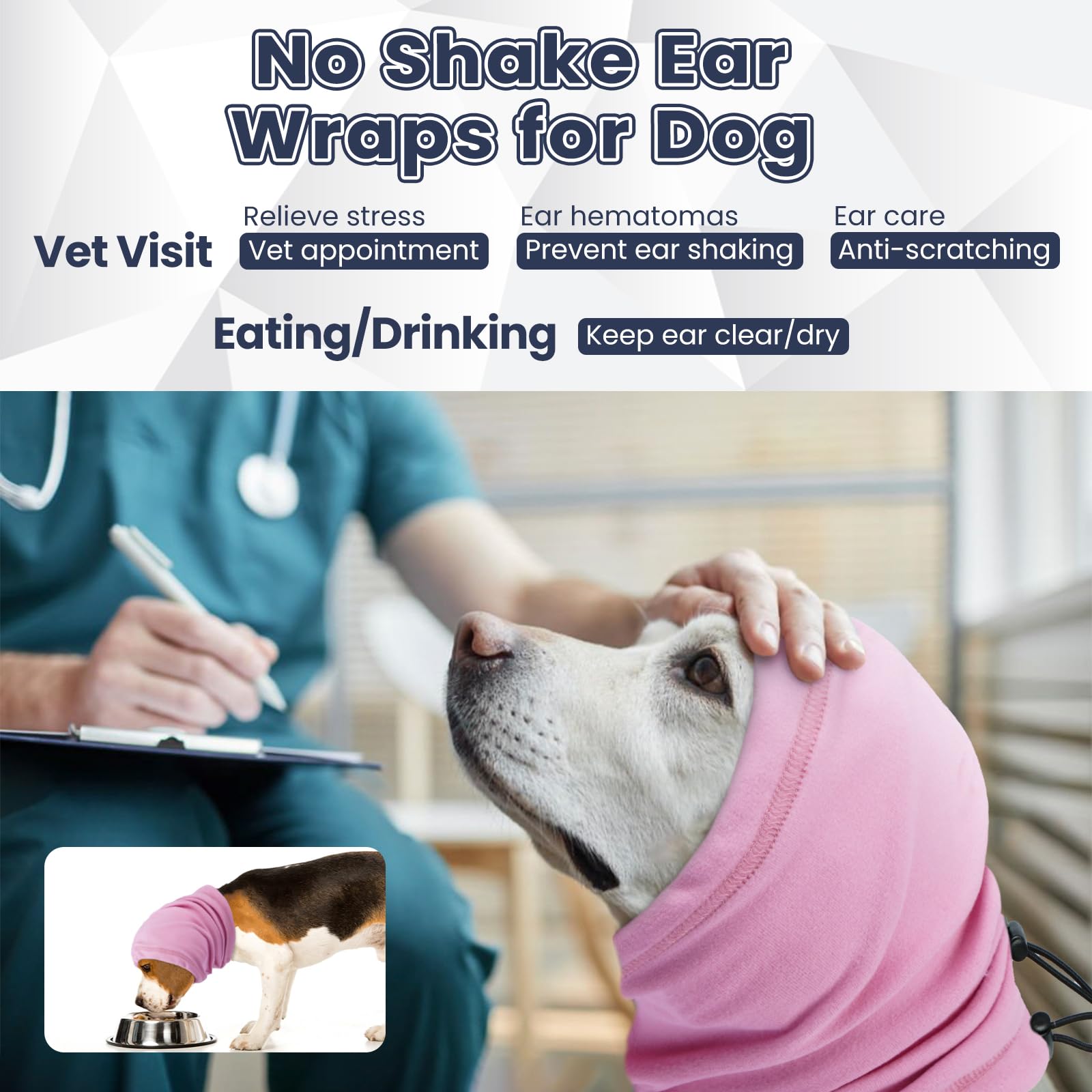 Nanaki Dog Calming Hoodie,3Rd Gen Anti-Slip Hematomas Ear Wraps For Dogs Ear Covers,Adjustable Dog Ear Muffs Noise Protection,Fi