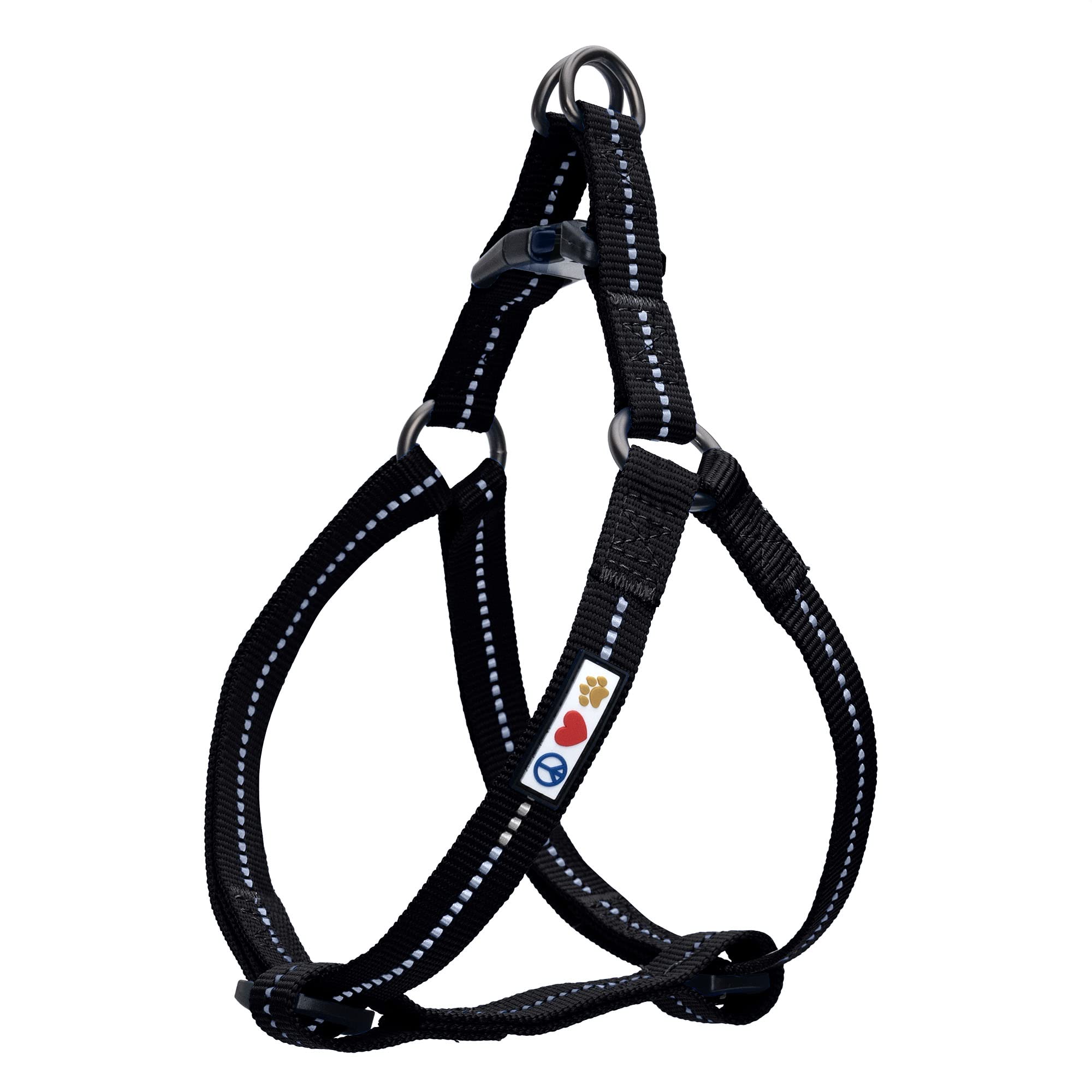 Pawtitas Step-In Dog Harness Solid Color Vest For Training & Walking, Puppy & Extra Small Dog Black Onyx
