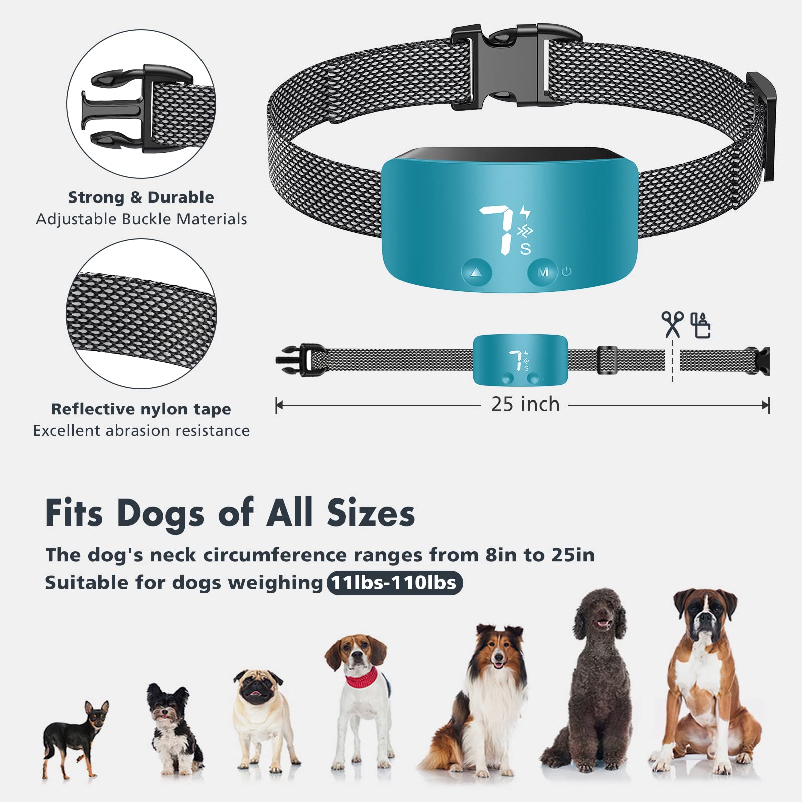 Nbju Bark Collar For Dogs,Rechargeable Anti Barking Training Collar With 7 Adjustable Sensitivity And Intensity Beep Vibration F