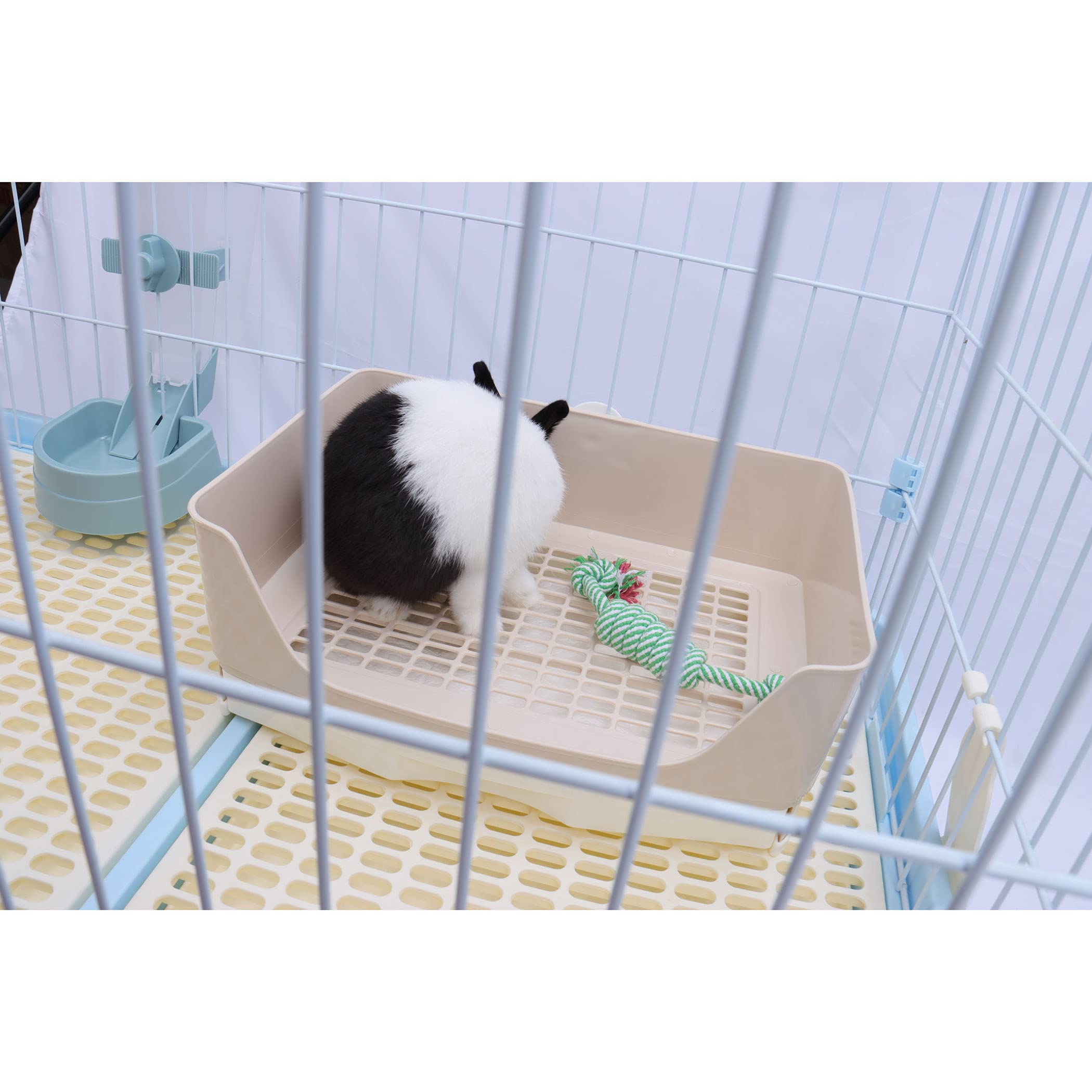 Rubyhome Oversize Rabbit Litter Box With Drawer, Corner Toilet Box With Grate Potty Trainer, Bigger Pet Pan For Adult Guinea Pig