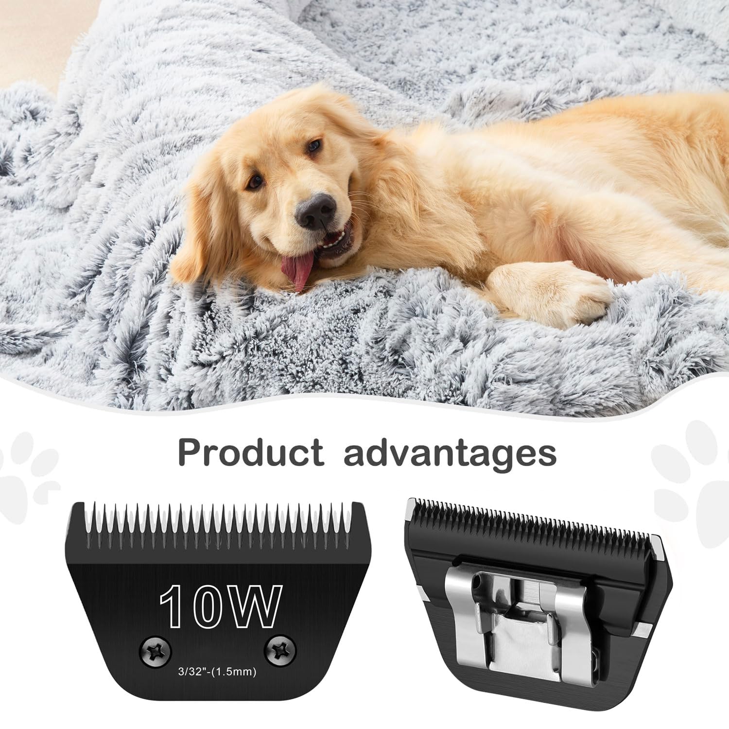 2Pcs 10W Wide Blades For Dog Grooming Blades Compatible With Andis Dog Clippers Blades,Dog Clipper Blades Compatible With Oster