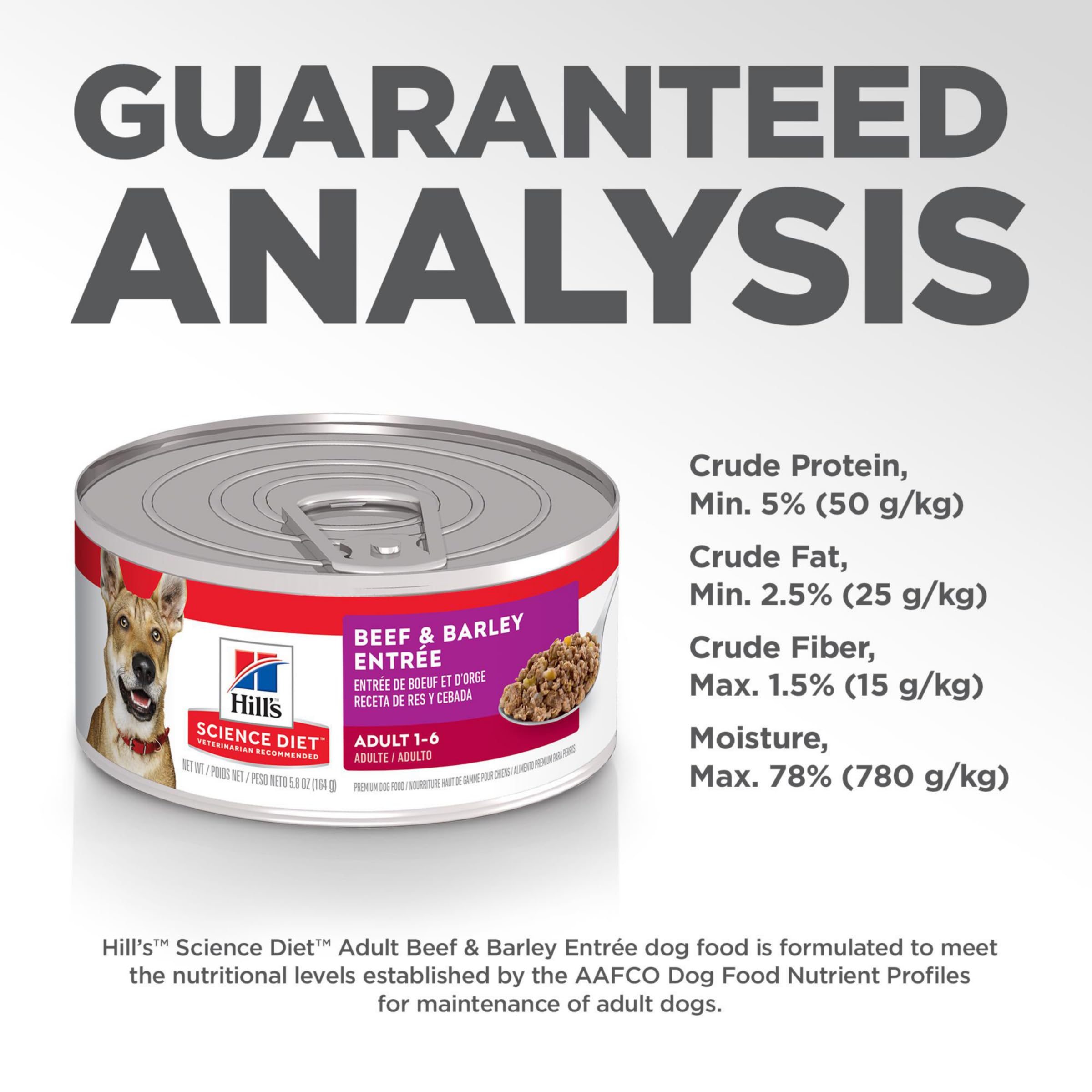 Hills Science Diet Adult 1-6, Adult 1-6 Premium Nutrition, Wet Dog Food, Beef & Barley Loaf, 5.8 oz Can, Case of 24