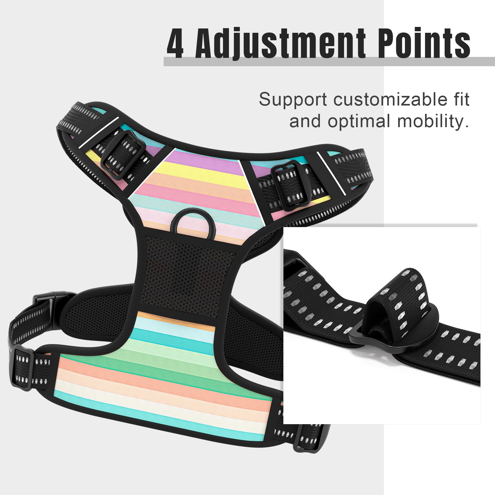 Rnivvi No Pull Dog Harness, Cute Reflective Extra Small Sized Puppy Harness, Adjustable Soft Padded Vest for Small Dogs, Cats, H