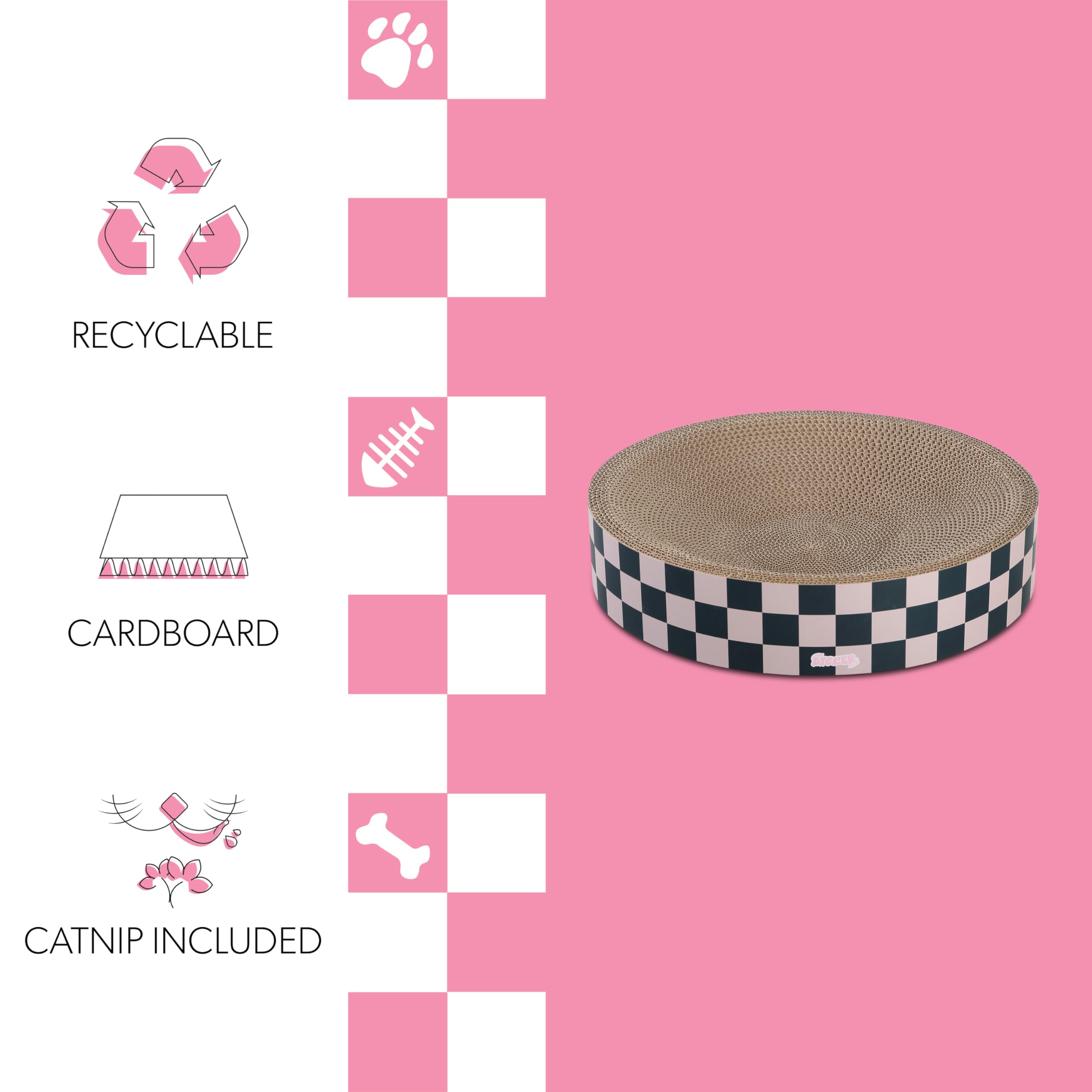 The Licker Store Csr1010C Nelson 20.13'' Modern Cardboard Round Bowl Cat Scratcher With Catnip, Peony