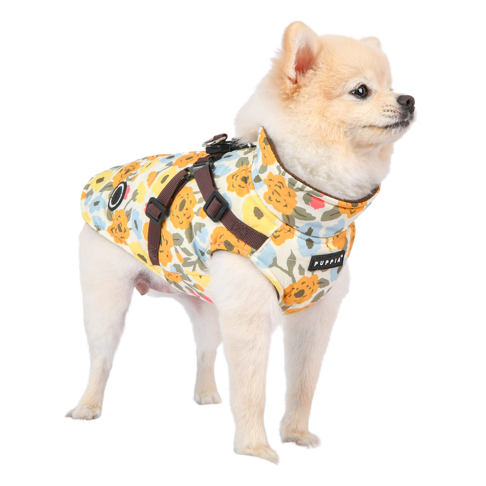 Puppia Alyssa Winter Dog Coat With Integrated Harness No Pull Cold Weather Waterproof Warm Fleece Back Zipper For Small & Medium