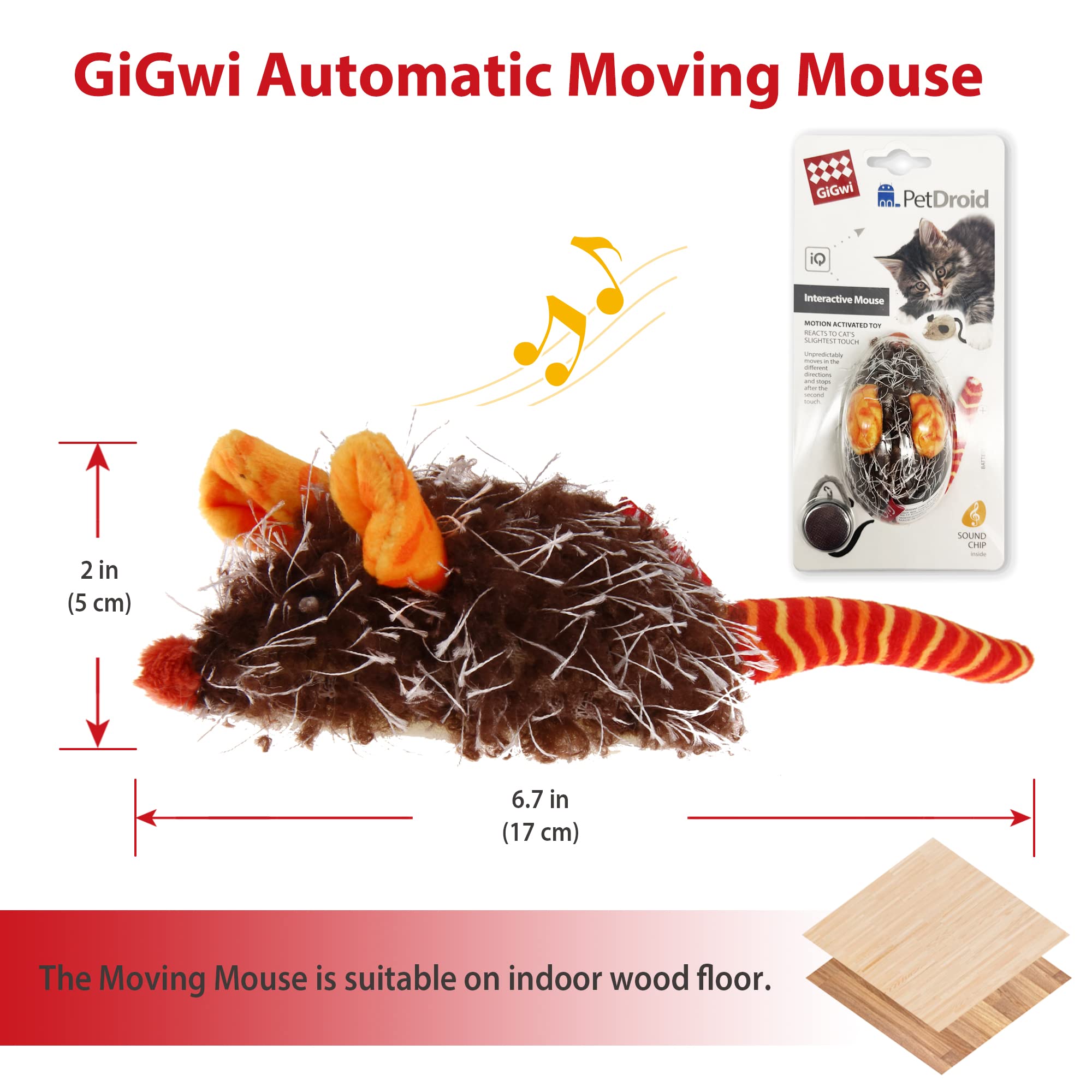 Gigwi Interactive Cat Toys For Indoor Cats, Cat Mouse Toys With Electronic Realistic Squeaky Sound, Automatic Moving Kitten Toys