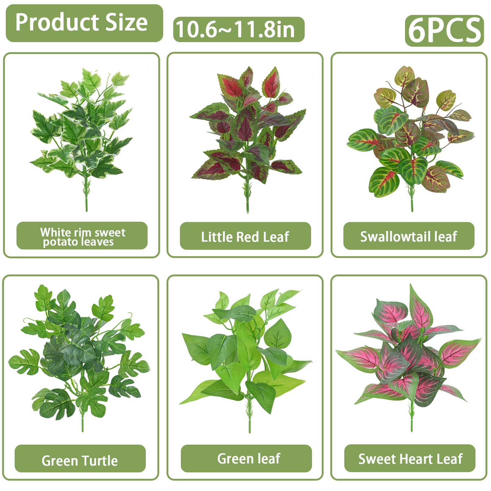 Pinvnby Reptile Terrarium Plants Hanging Artificial Lizards Habitat Climbing Decorations With Suction Cup Pets Tank Fake Green P