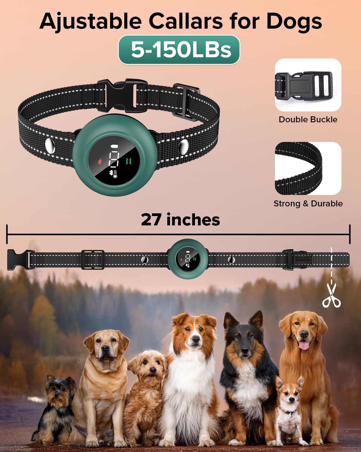 [New 2025] 2-In-1 Dog Shock Collar & Bark Collar - 3300Ft Dog Training Collar With Remote, Automatic Anti-Barking, 5 Adjustable