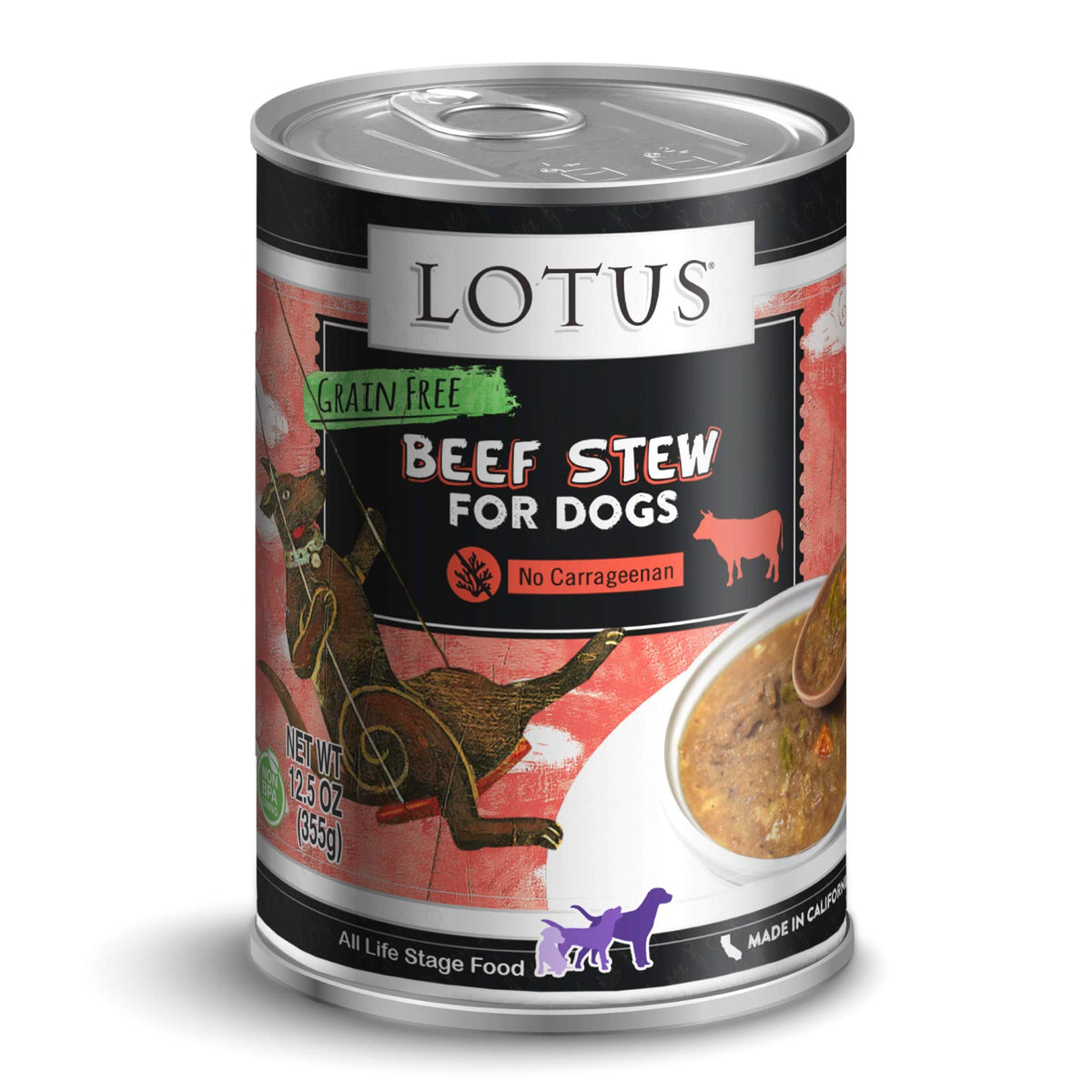 Lotusfalls Pet Food Grain-Free Beef & Asparagus Stew For Dogs, 12.5 Oz Can