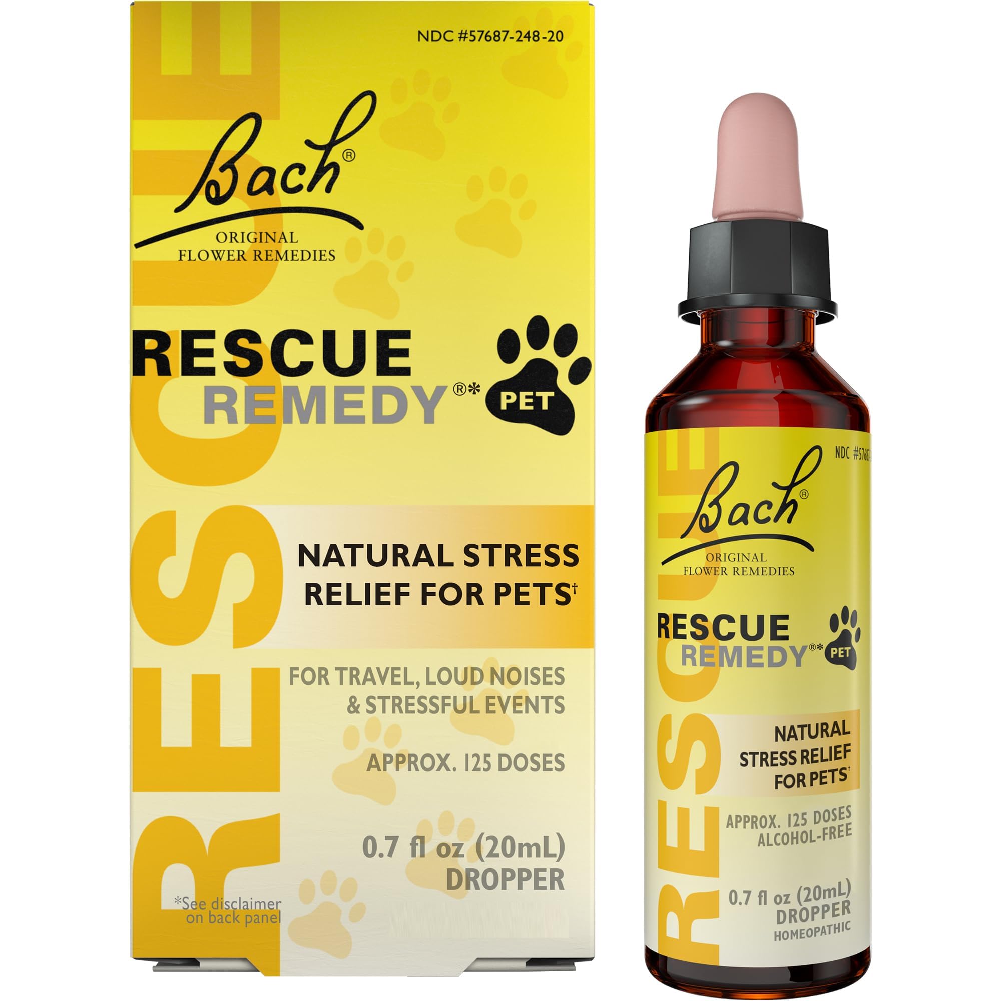 Bach RESCUE Remedy PET Dropper 20mL, Natural Stress Relief, Calming for Dogs, Cats, & Other Pets, Homeopathic Flower Essence, Th