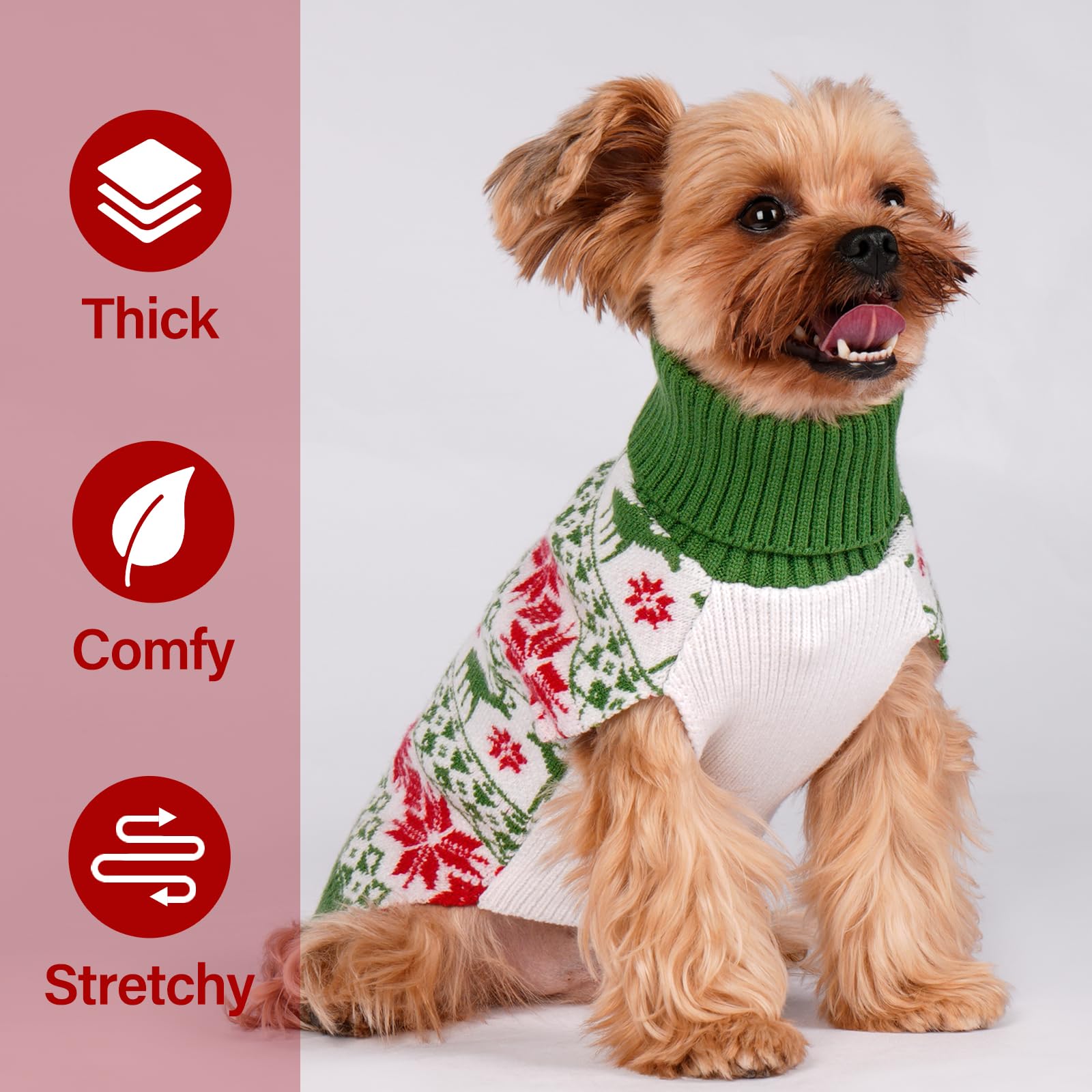 Kyeese Dog Christmas Sweater Stretchy Pet Coats Small Medium Pet Sweater Soft Dog Sweater For Small Medium Dogs Warm Dogs Clothe