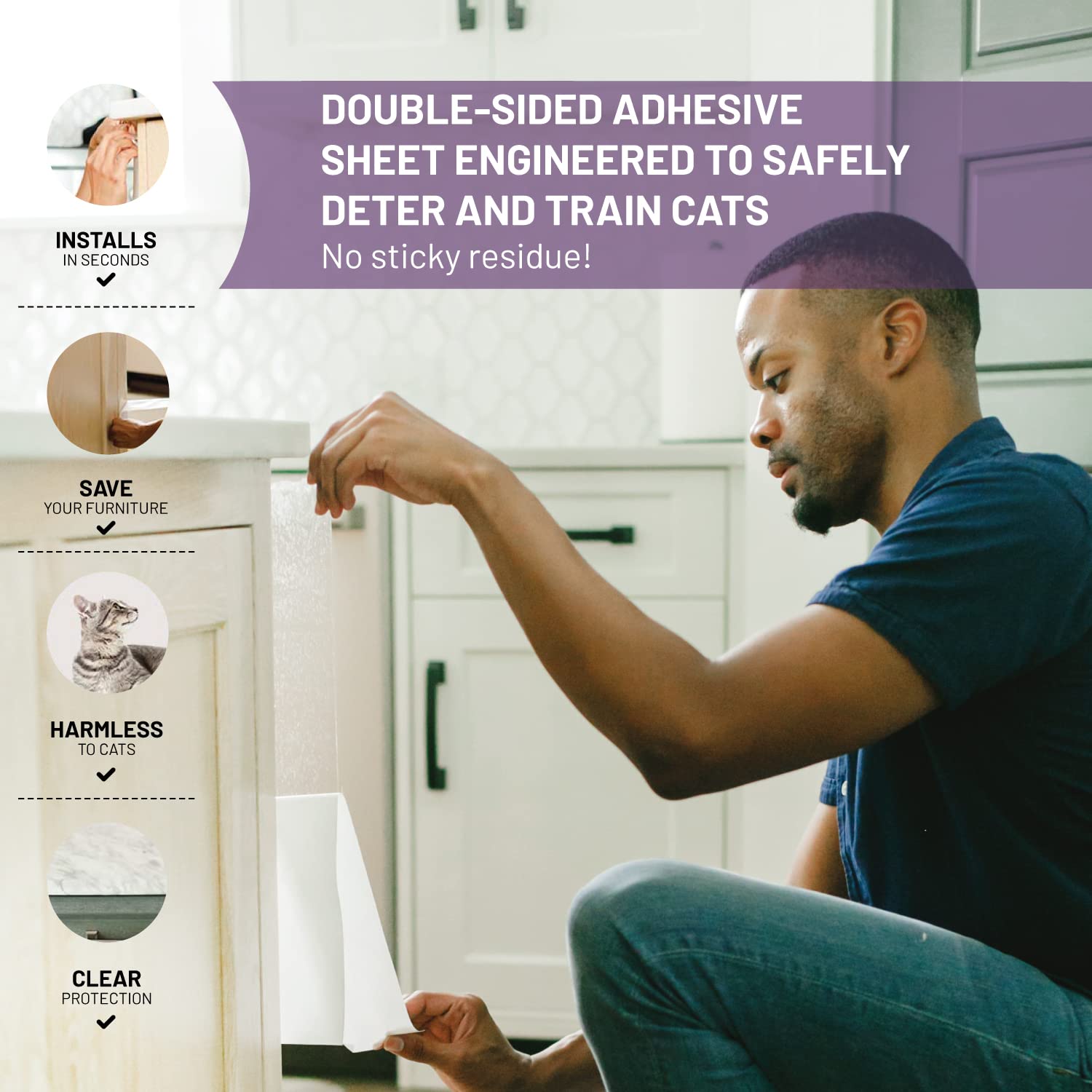 Clawguard Cat Repellant Tape 10 Xl Sheets - Cat Scratch Furniture Protector - Cat Deterrent Tape - Cat Anti Scratch Shields - Cat Scratch Sofa Protection - Sofa Drapes Screens And More