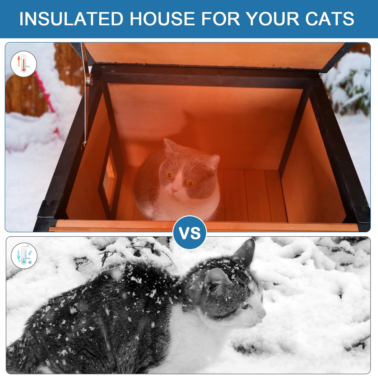 Funxplore Outdoor Cat House For Insulated Feral Cat Shelter Weatherproof Outside Cat Enclosure For Winter, Outdoor Indoor Use Wi