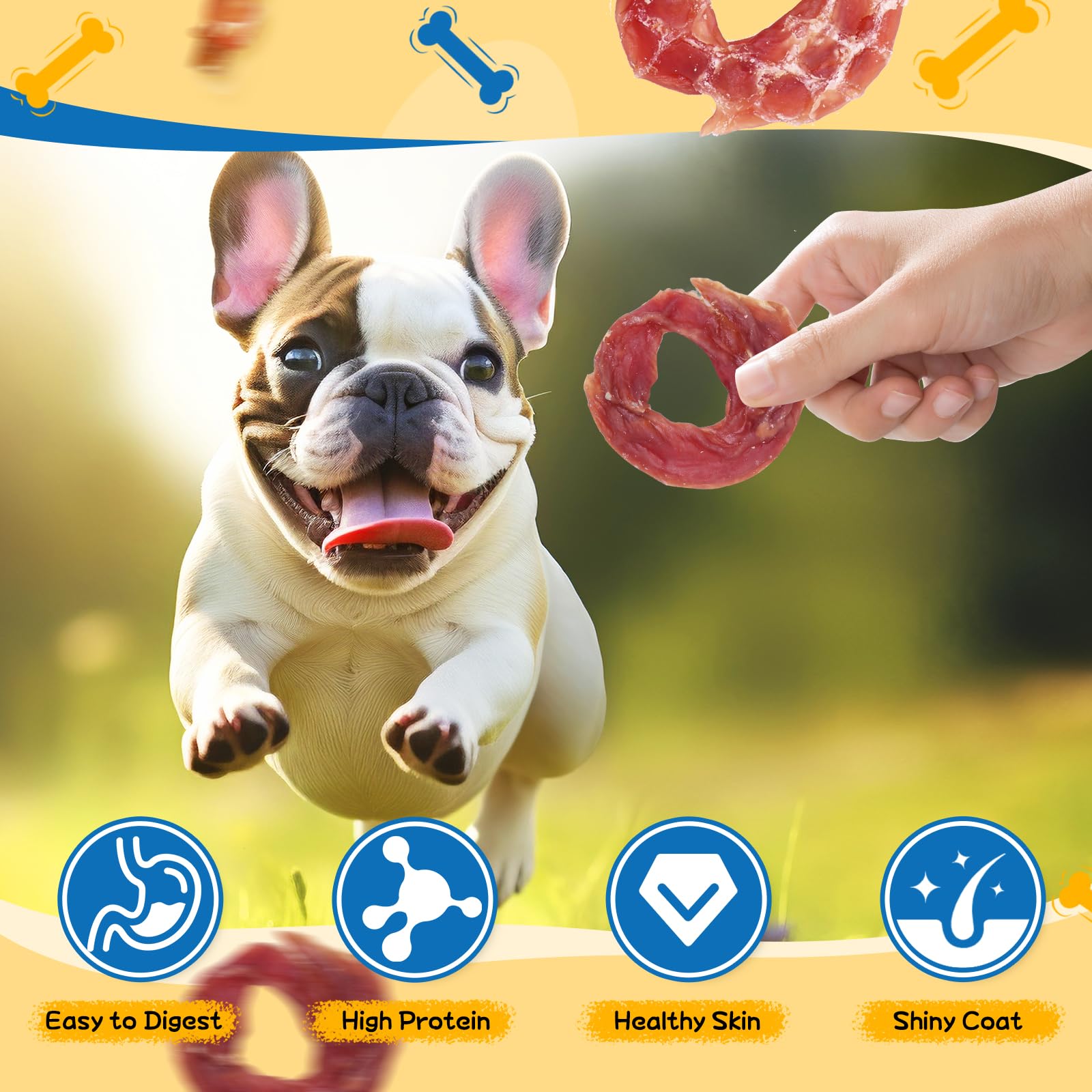 gazeupon Dog Treats Duck Jerky Rings, Natural Duck Breast, Healthy Training Rewards for Dogs w/Glucosamine Chondroitin
